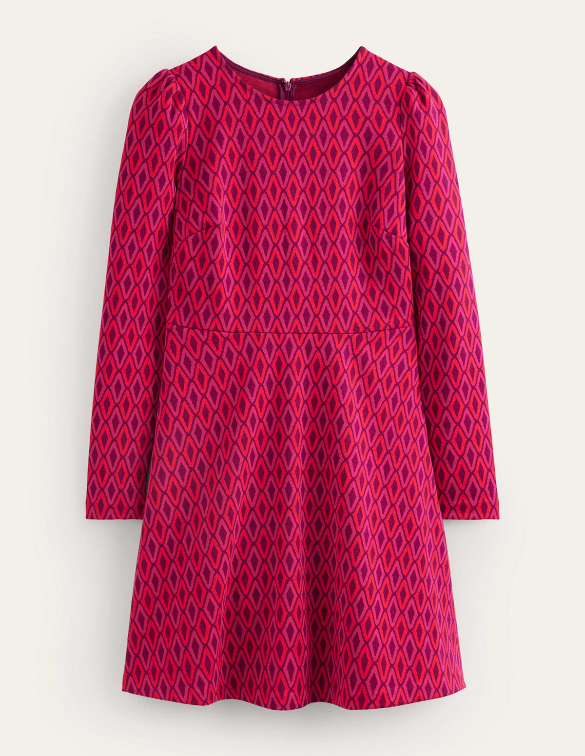 Jacquard A-Line Short Dress-Vibrant Pink, Azure Jacquard - Image 5