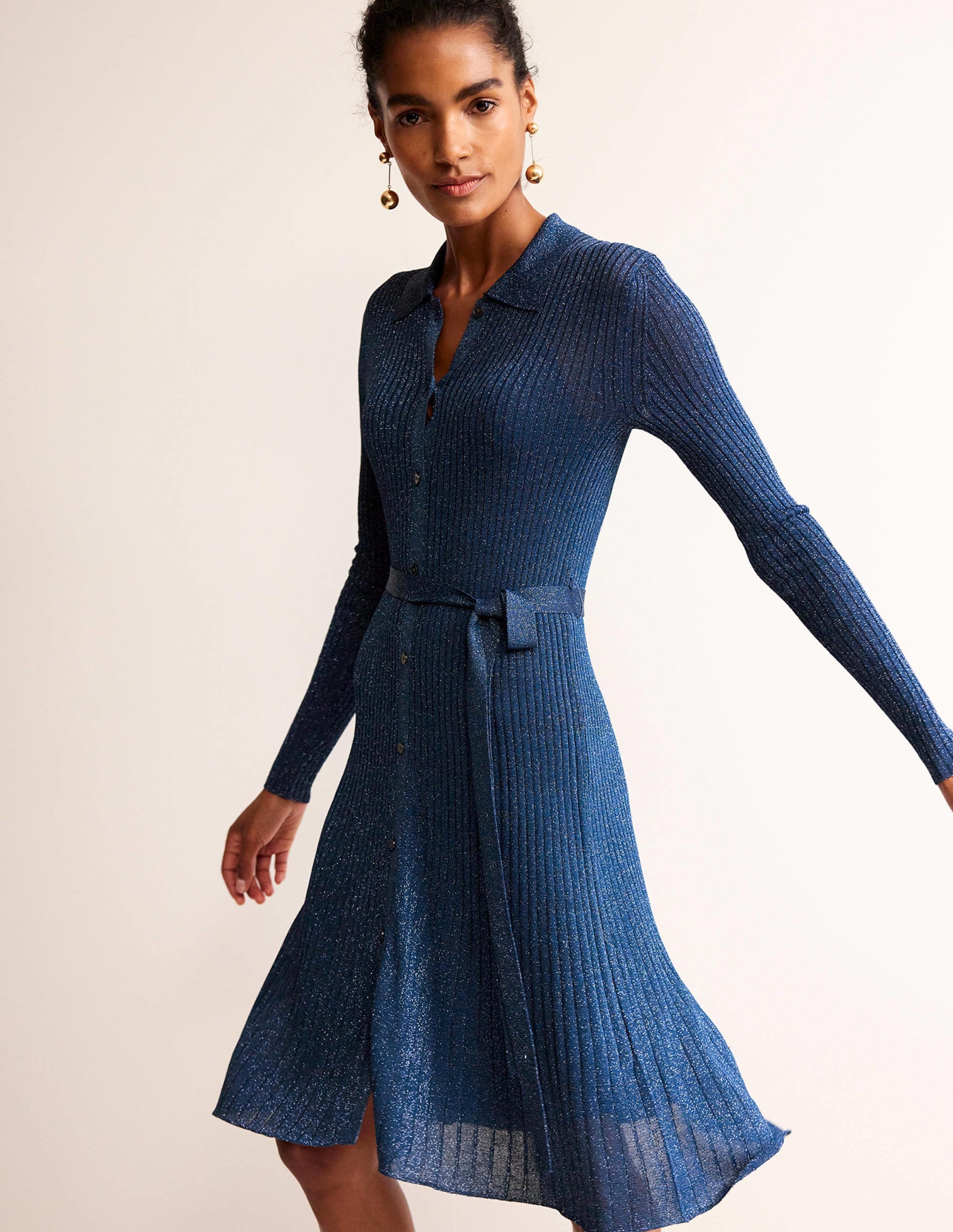 Faye Sparkle Knitted Dress-Atlantic Blue - Image 1