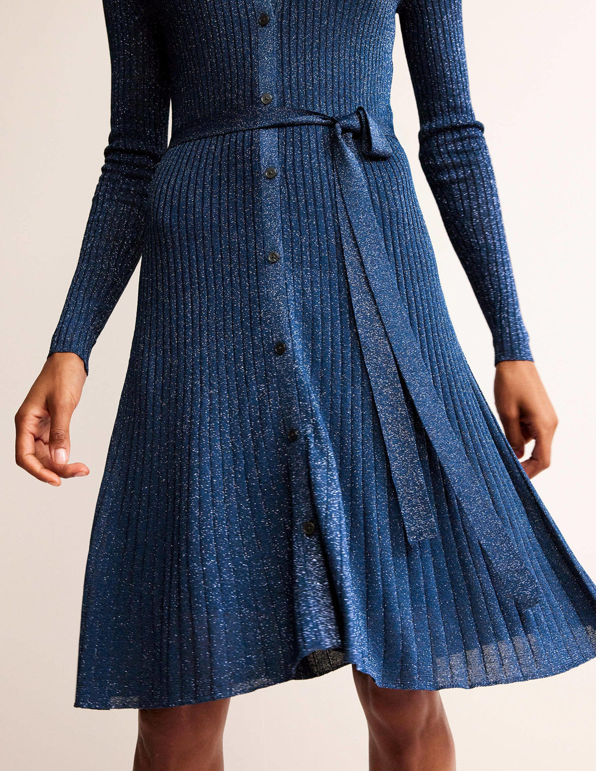 Faye Sparkle Knitted Dress-Atlantic Blue-2