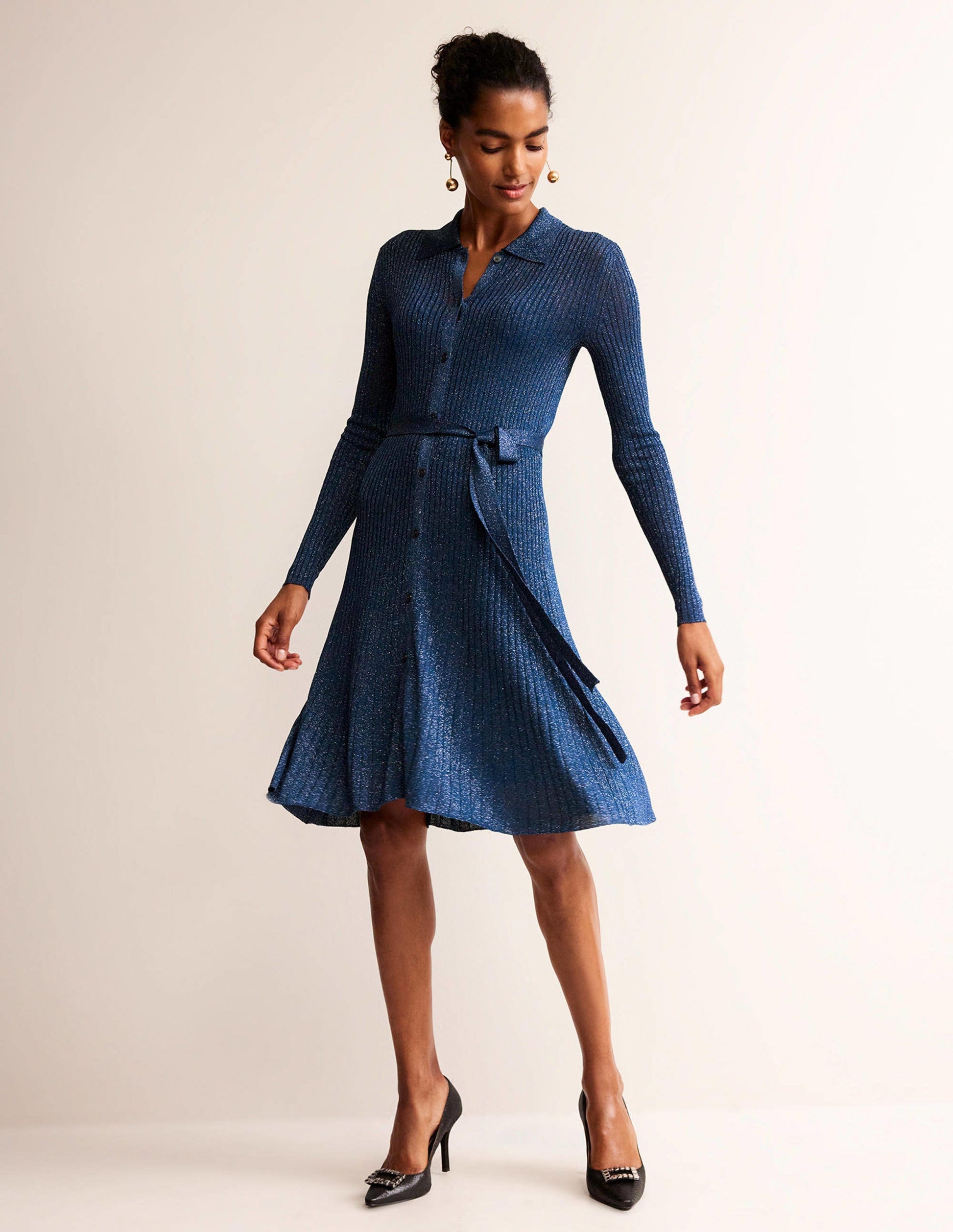 Faye Sparkle Knitted Dress-Atlantic Blue-4