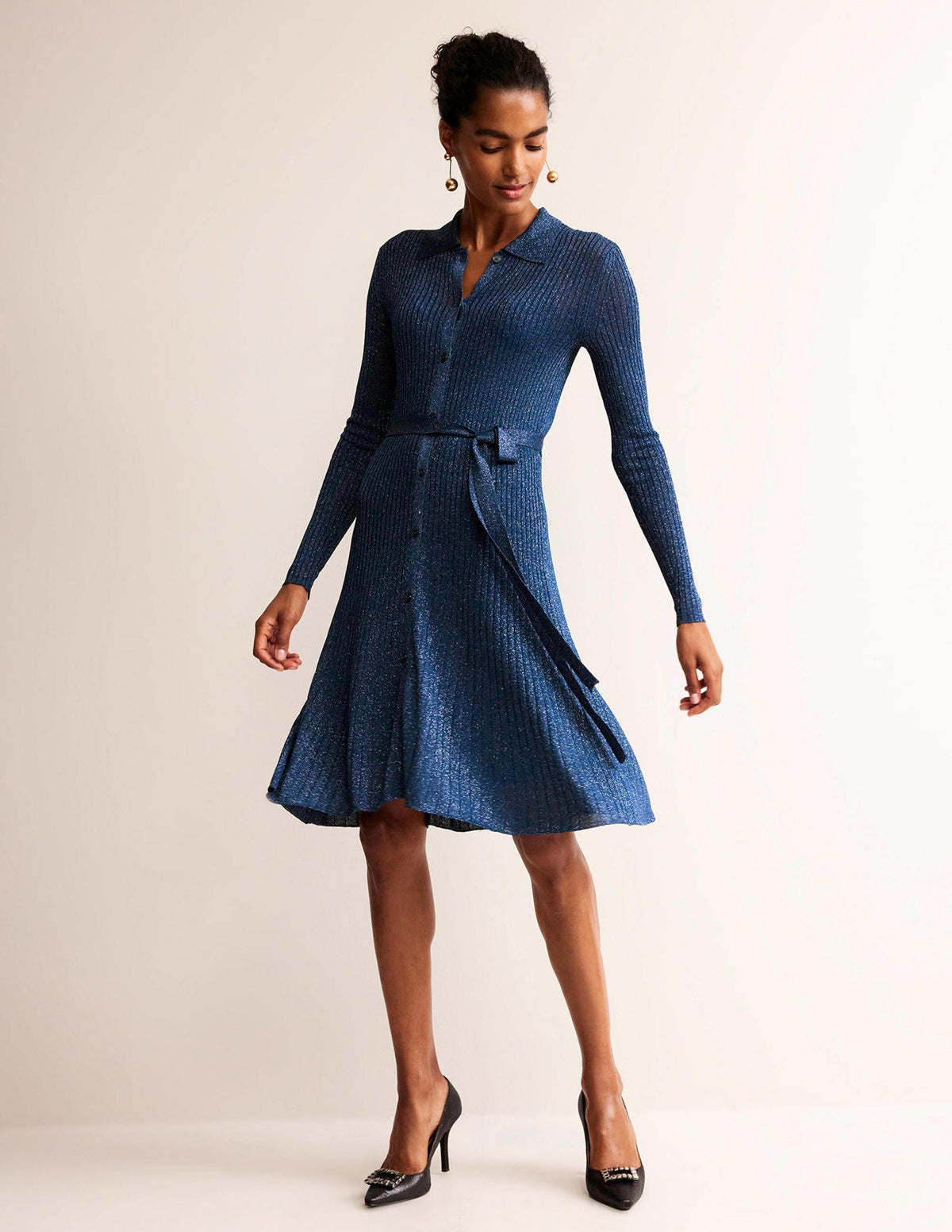 Faye Sparkle Knitted Dress-Atlantic Blue - Image 4
