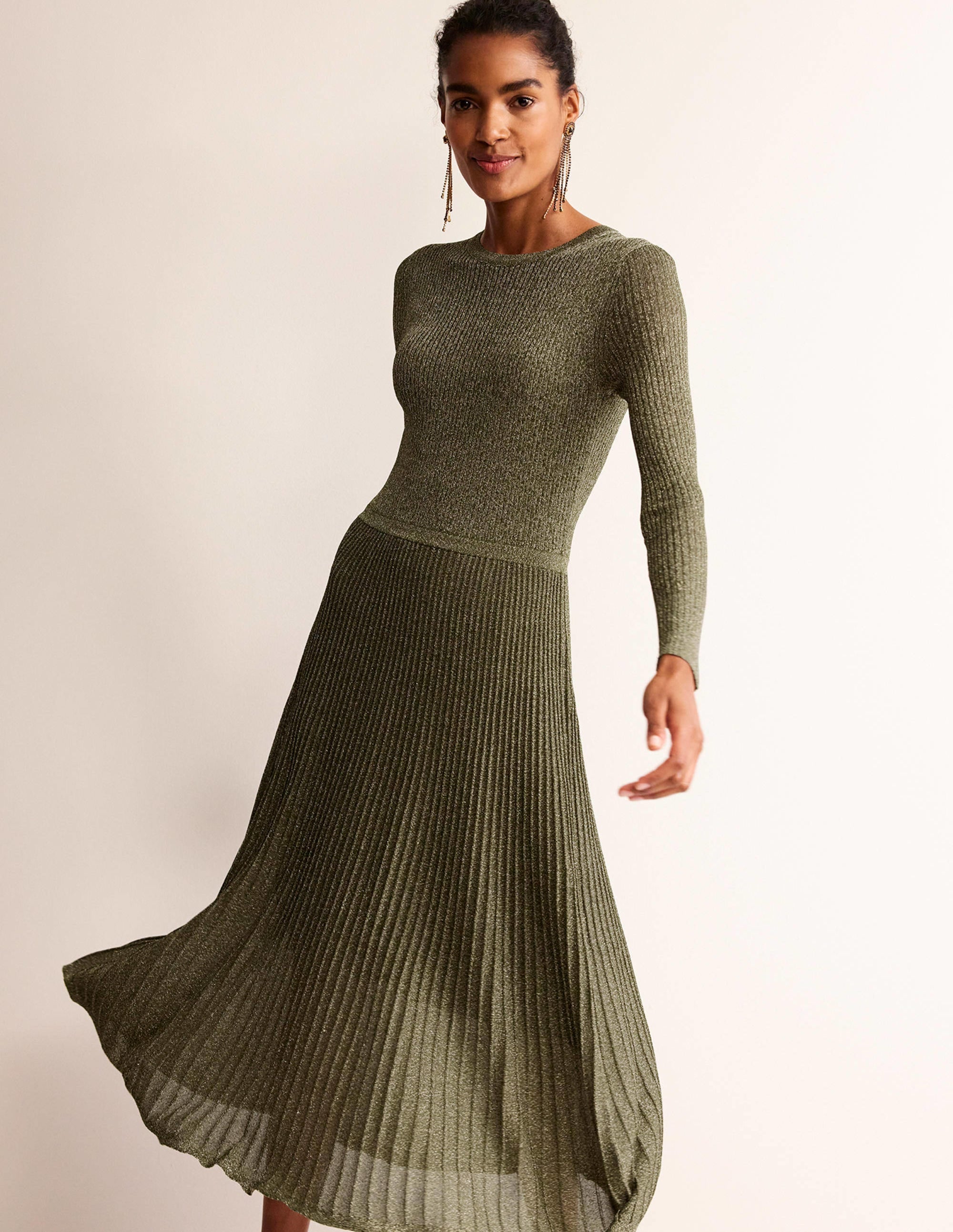 Ribbed Metallic Dress-Gold - Image 2