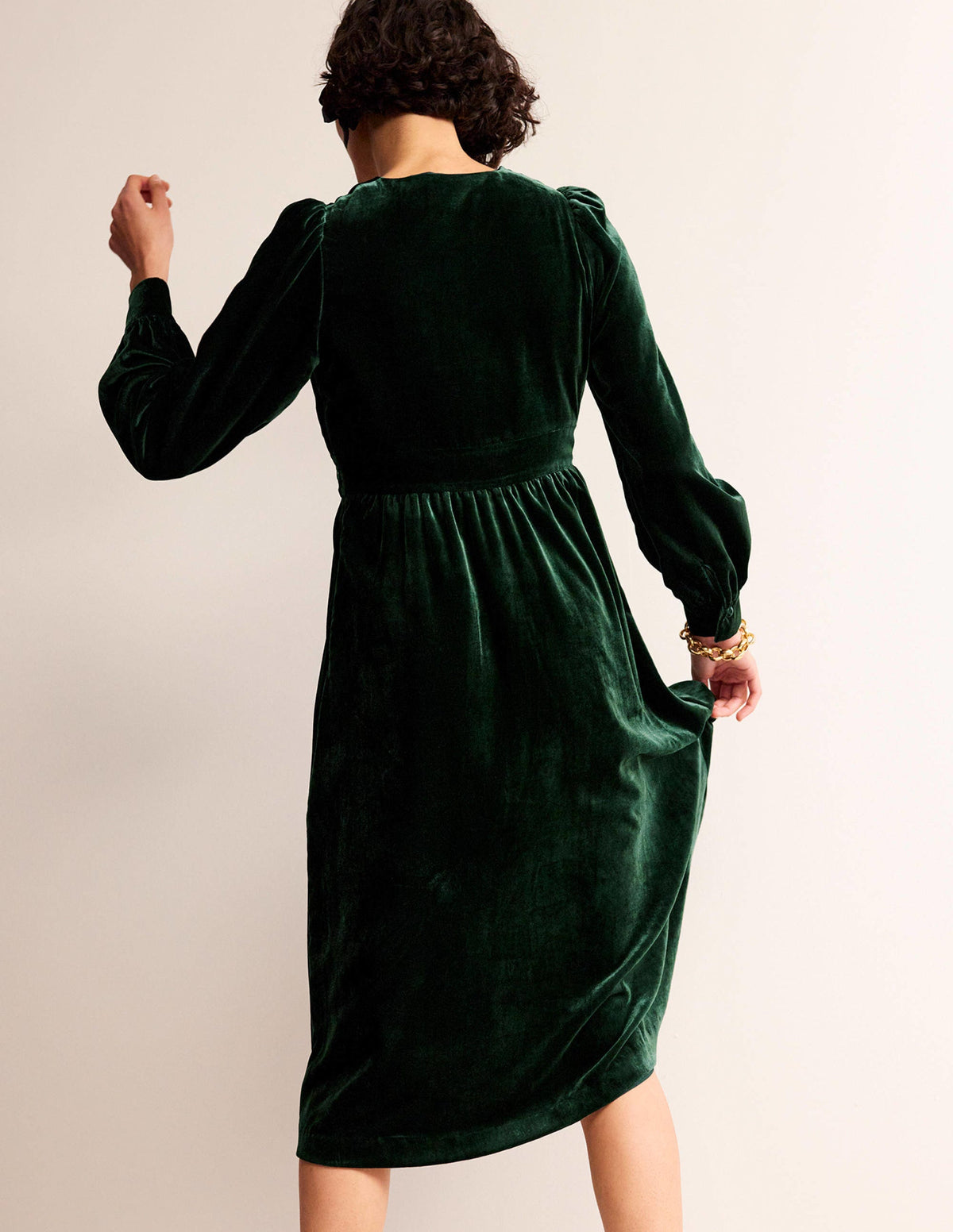 Elise Velvet Midi Dress-Chatsworth Green - Image 3