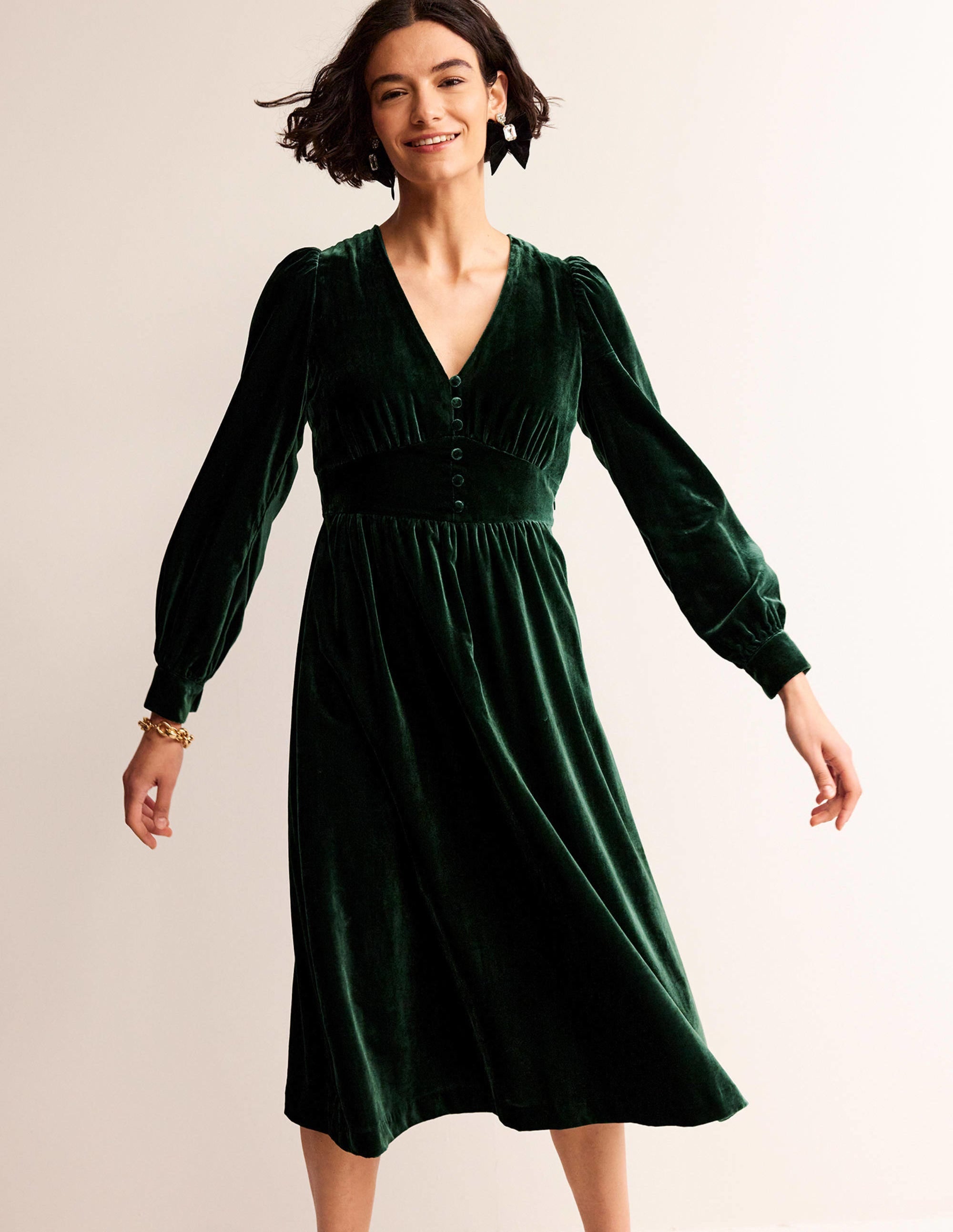 Elise Velvet Midi Dress-Chatsworth Green - Image 4