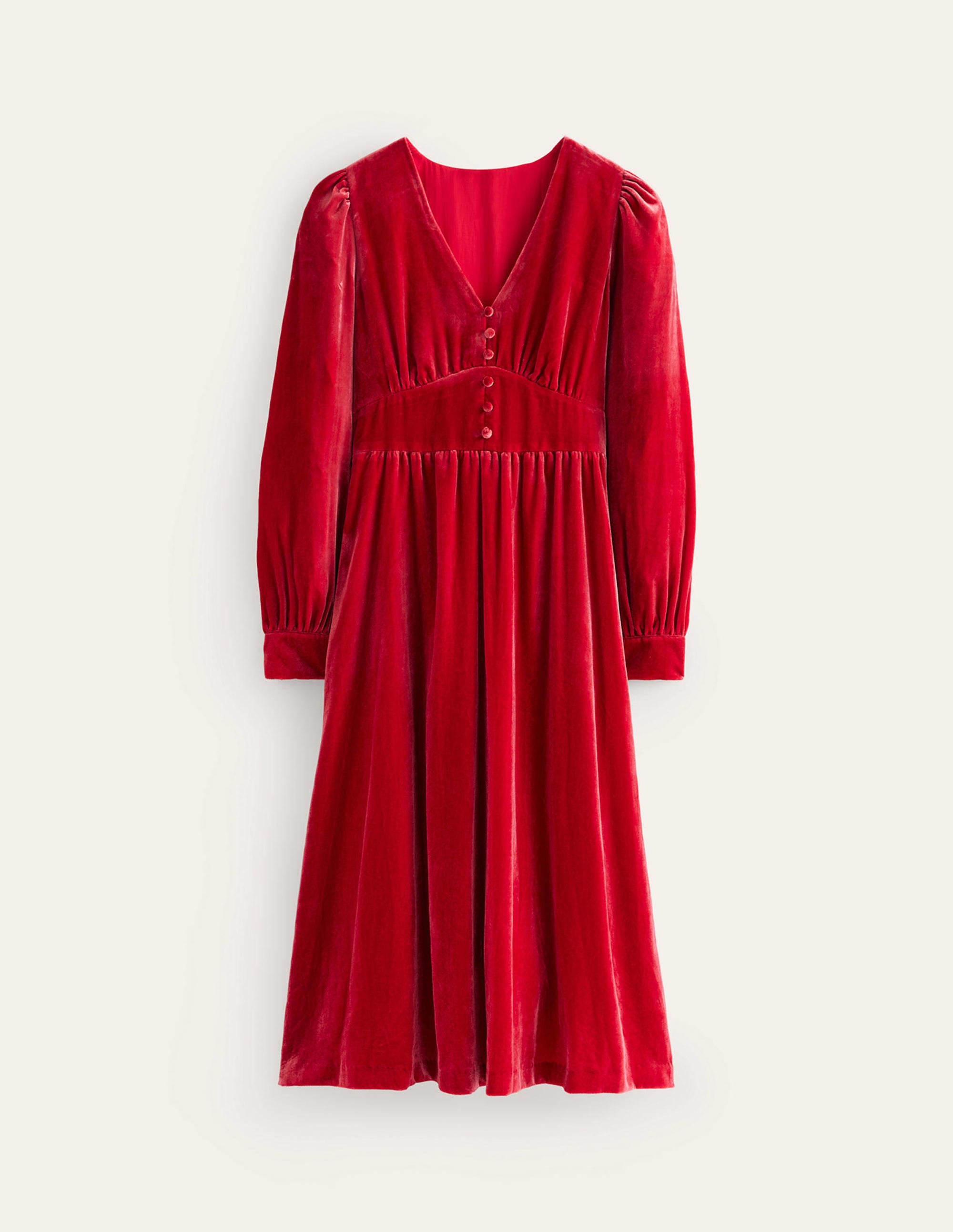 Elise Velvet Midi Dress-Red - Image 6