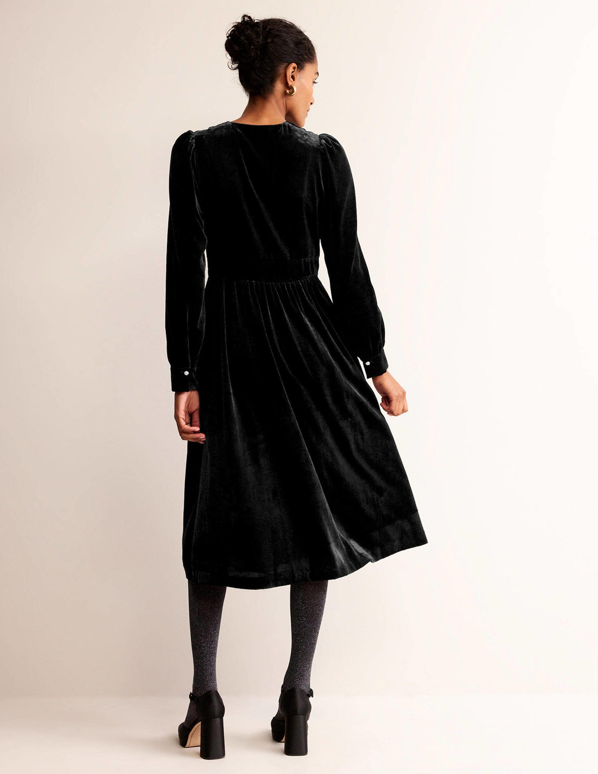 Elise Velvet Jewel Midi Dress-Black - Image 3
