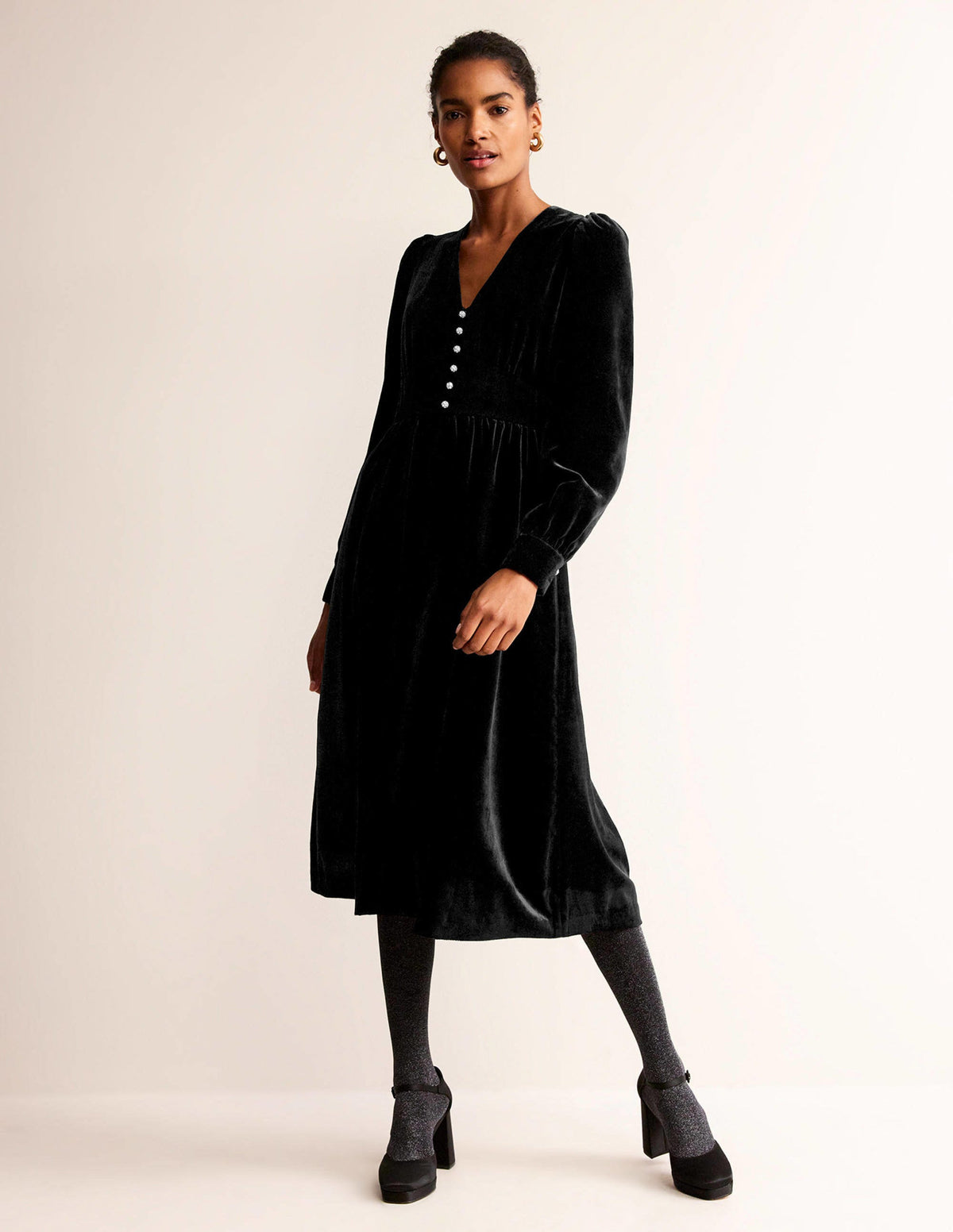 Elise Velvet Jewel Midi Dress-Black - Image 4
