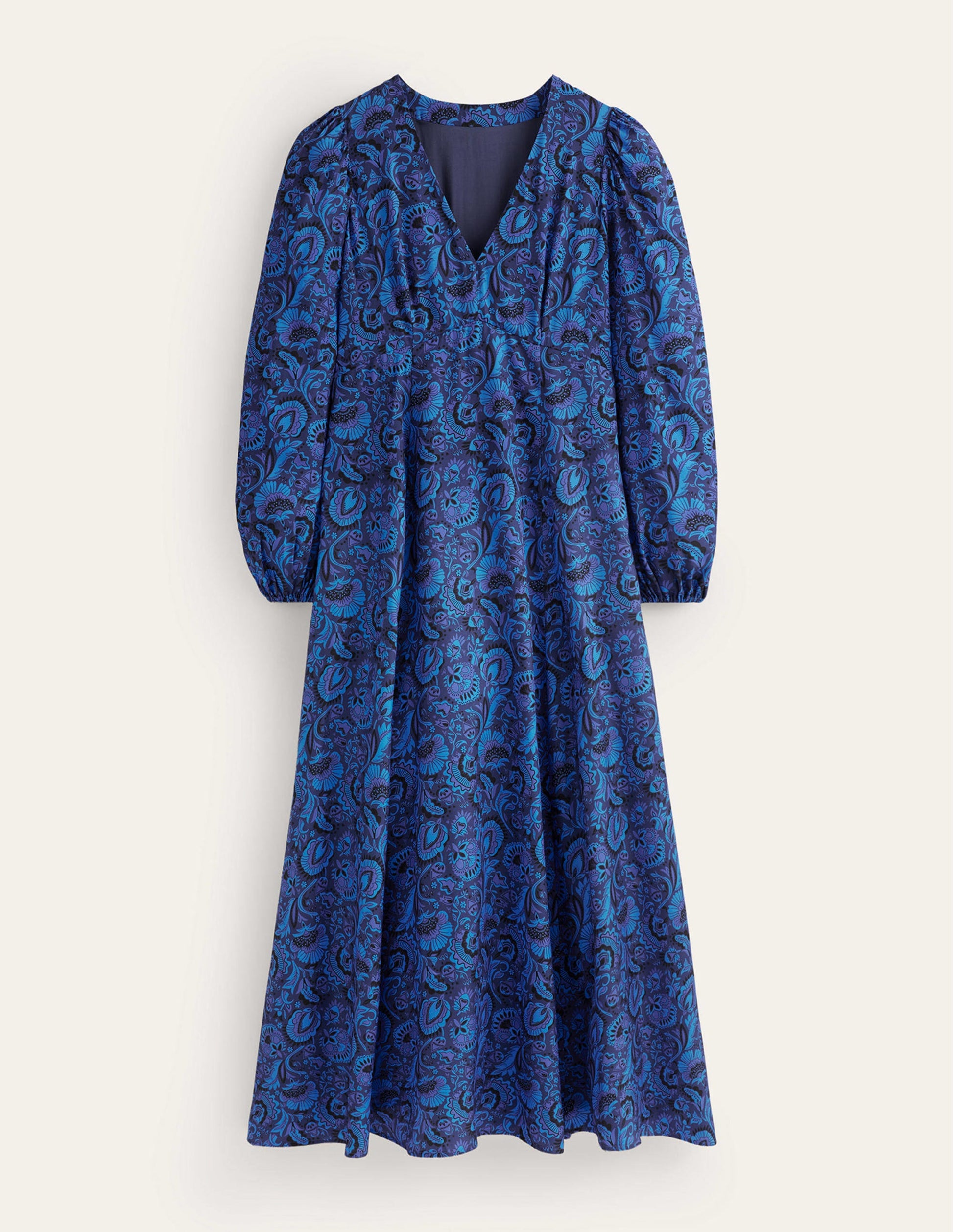 Blouson Sleeve Maxi Tea Dress-Bright Cobalt, Florist-5