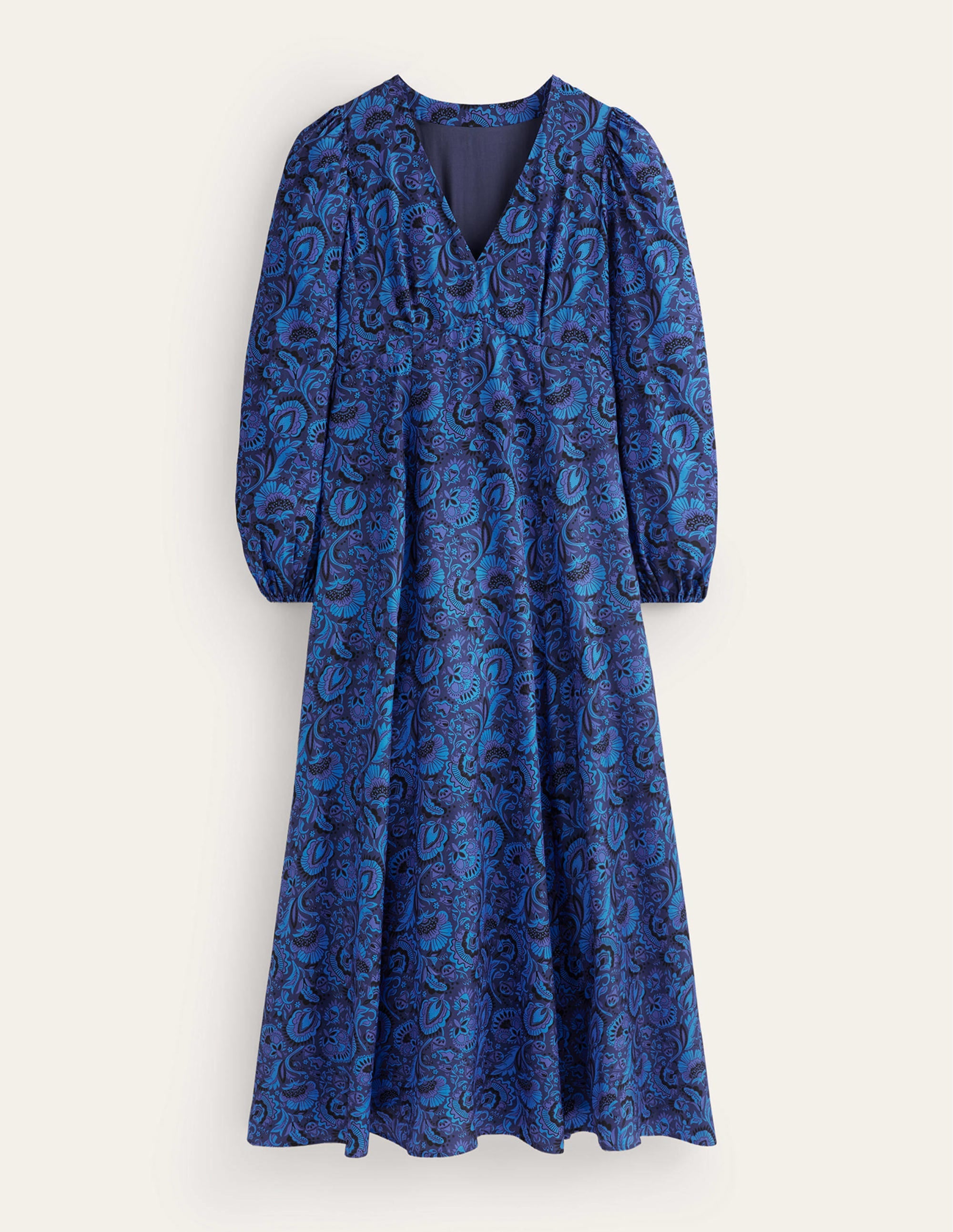 Blouson Sleeve Maxi Tea Dress-Bright Cobalt, Florist - Image 5
