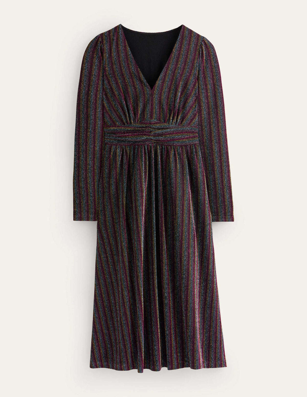 Ruched Sparkle Midi Dress-Multi Stripe-8