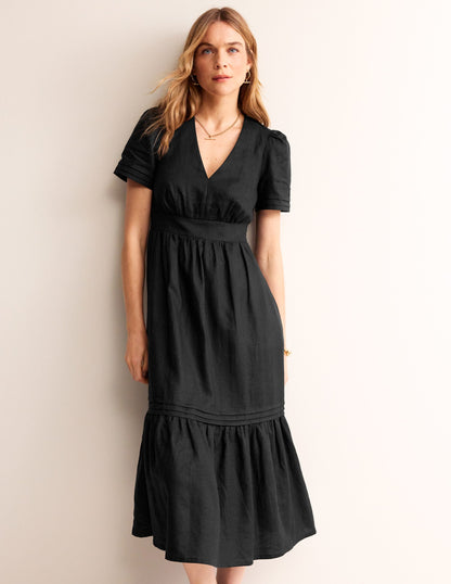 Eve Linen Midi Dress-Black-4