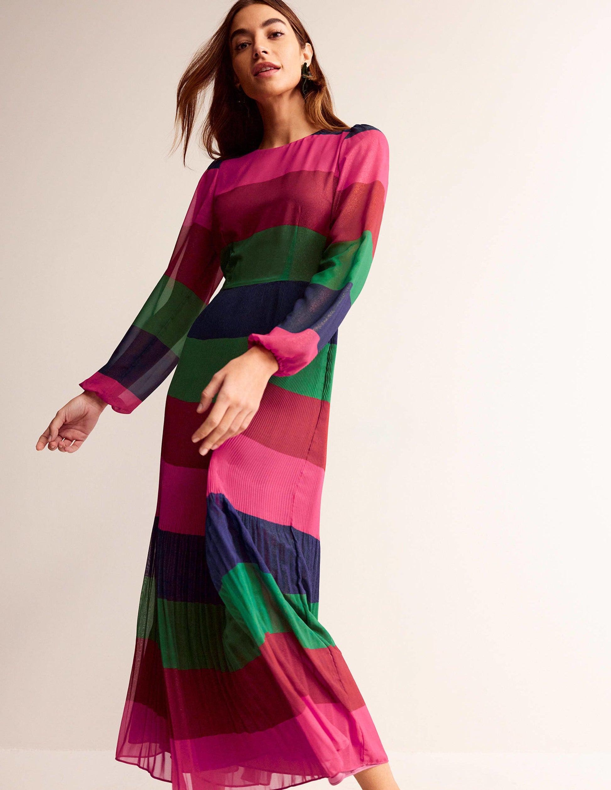 Colourblock Maxi Dress-Multi Stripe-1