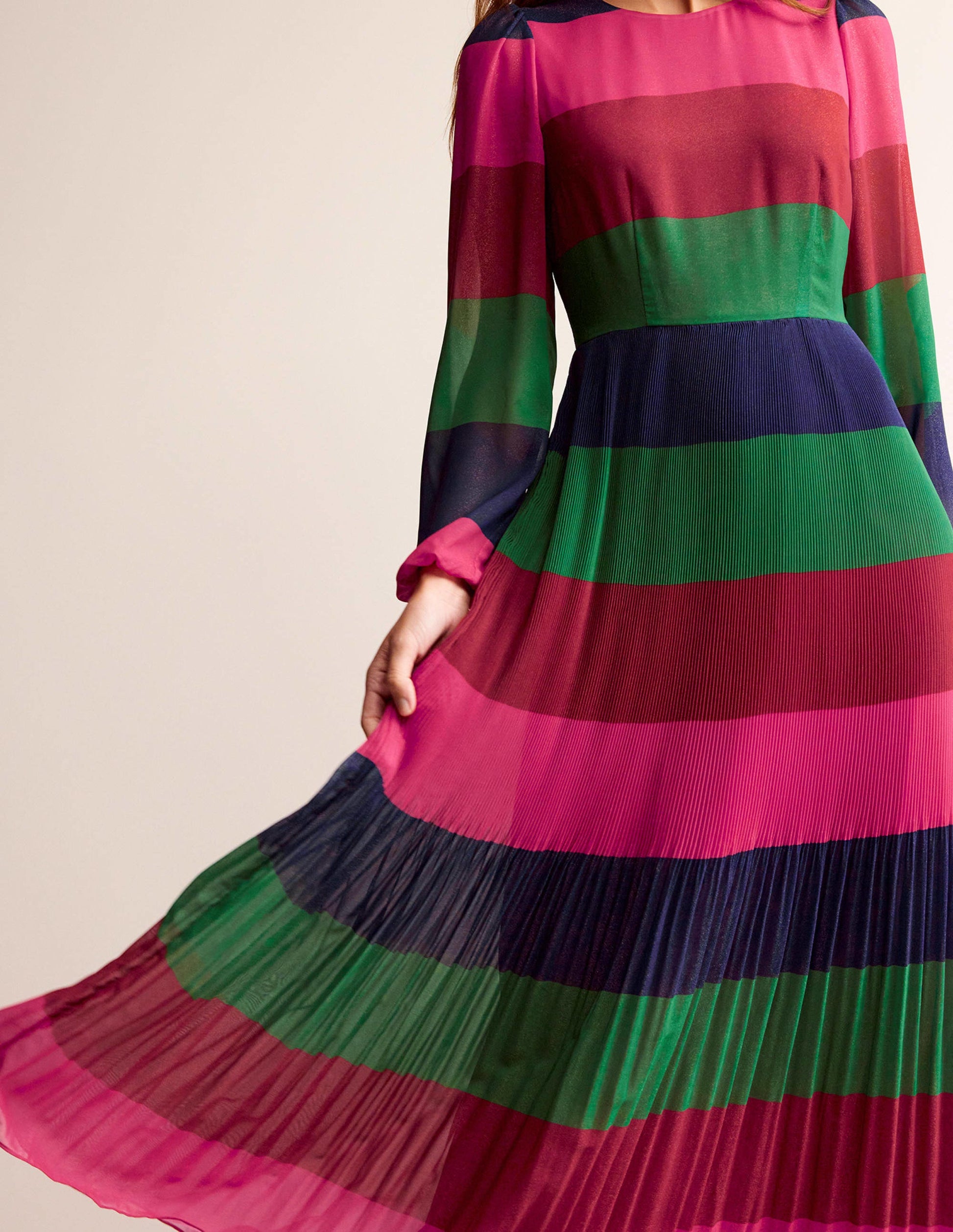 Colourblock Maxi Dress-Multi Stripe-2