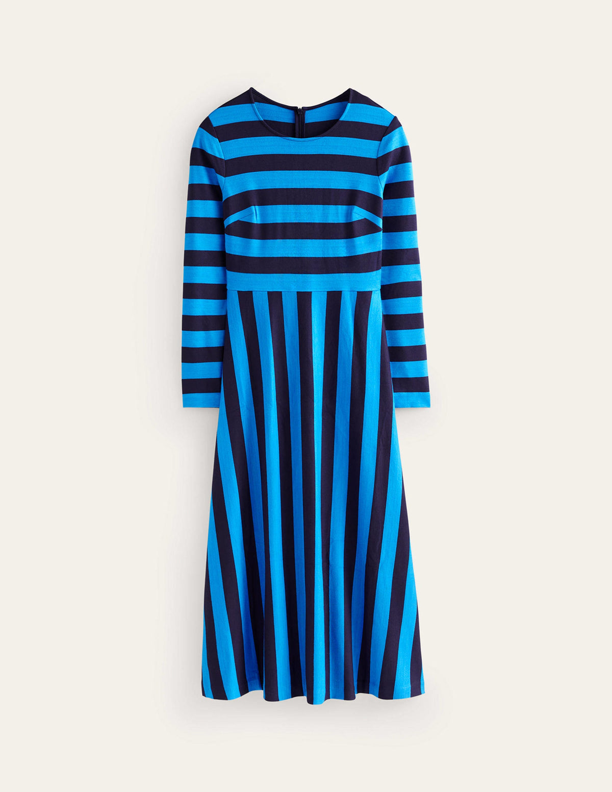 Stripe Jersey Midi Dress-Navy, Brilliant Blue Stripe - Image 6