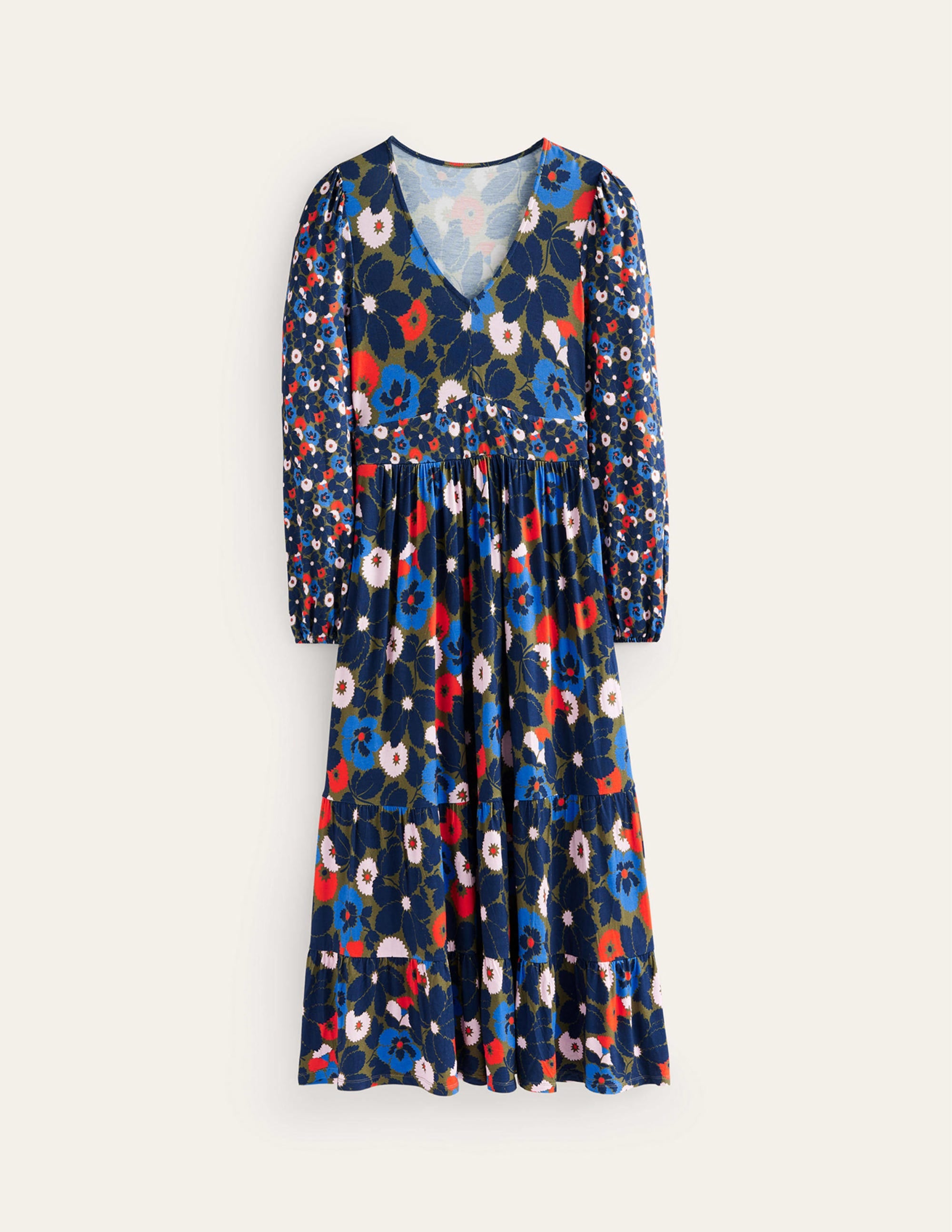 Hotch Potch V-Neck Midi Dress-Moss,  Bloomsbury Pop - Image 9