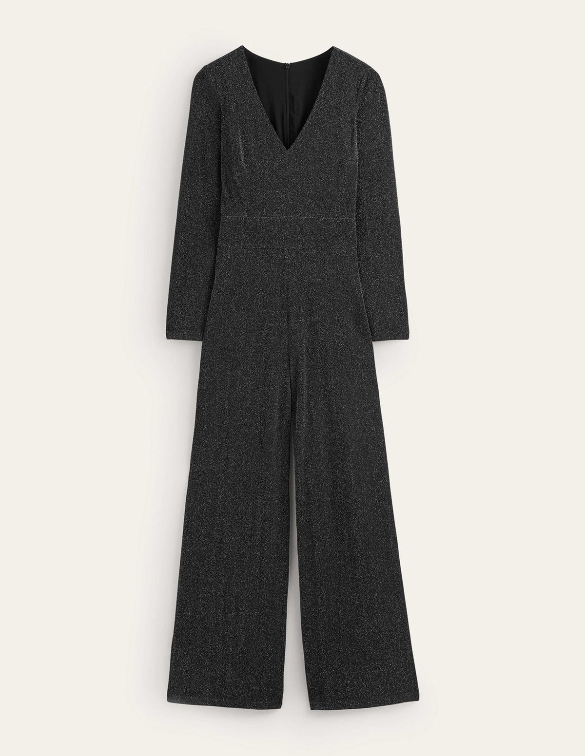 Metallic Plunge Jumpsuit-Black - Image 6