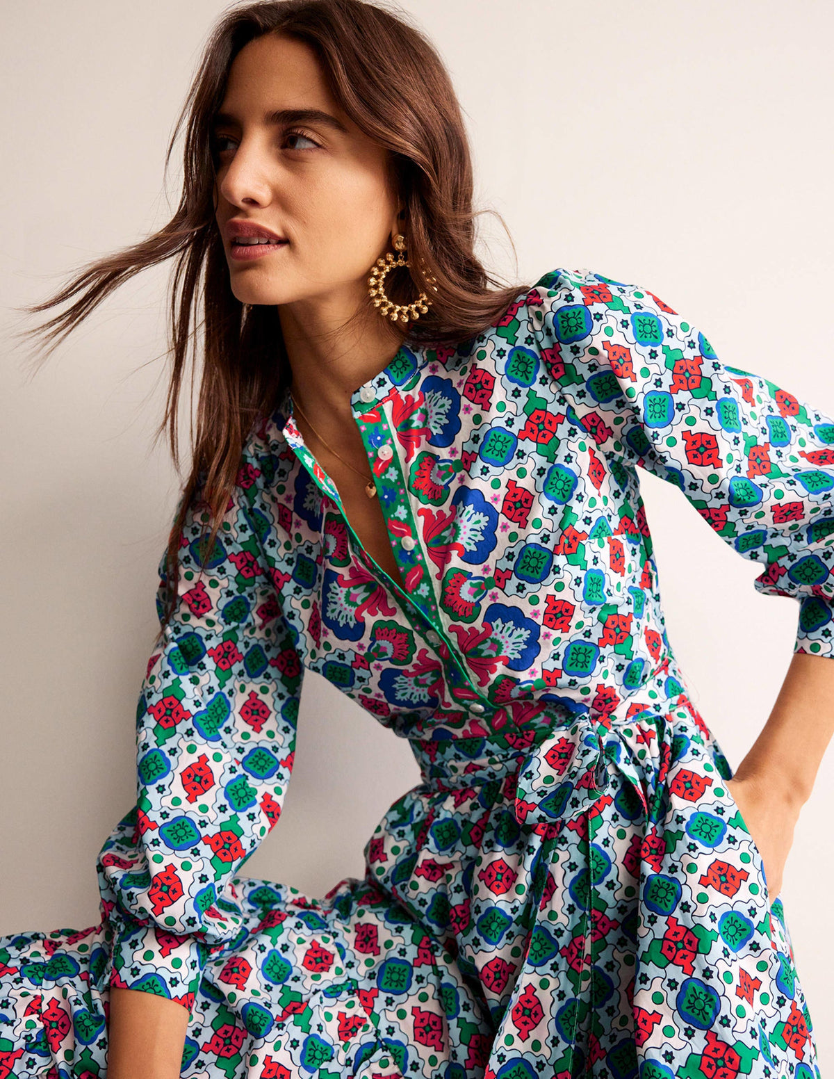 Alba Tiered Cotton Maxi Dress-Multi, Coastal Tile - Image 1