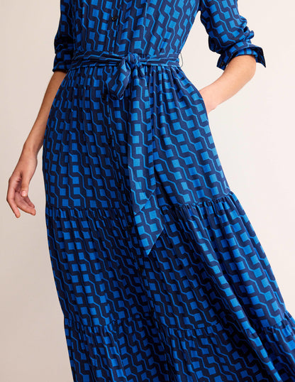 Flo Midi Shirt Dress-Bright Cobalt, Cube Geo-2