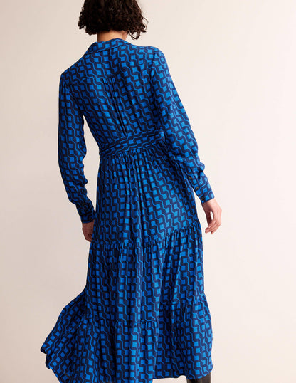 Flo Midi Shirt Dress-Bright Cobalt, Cube Geo-3