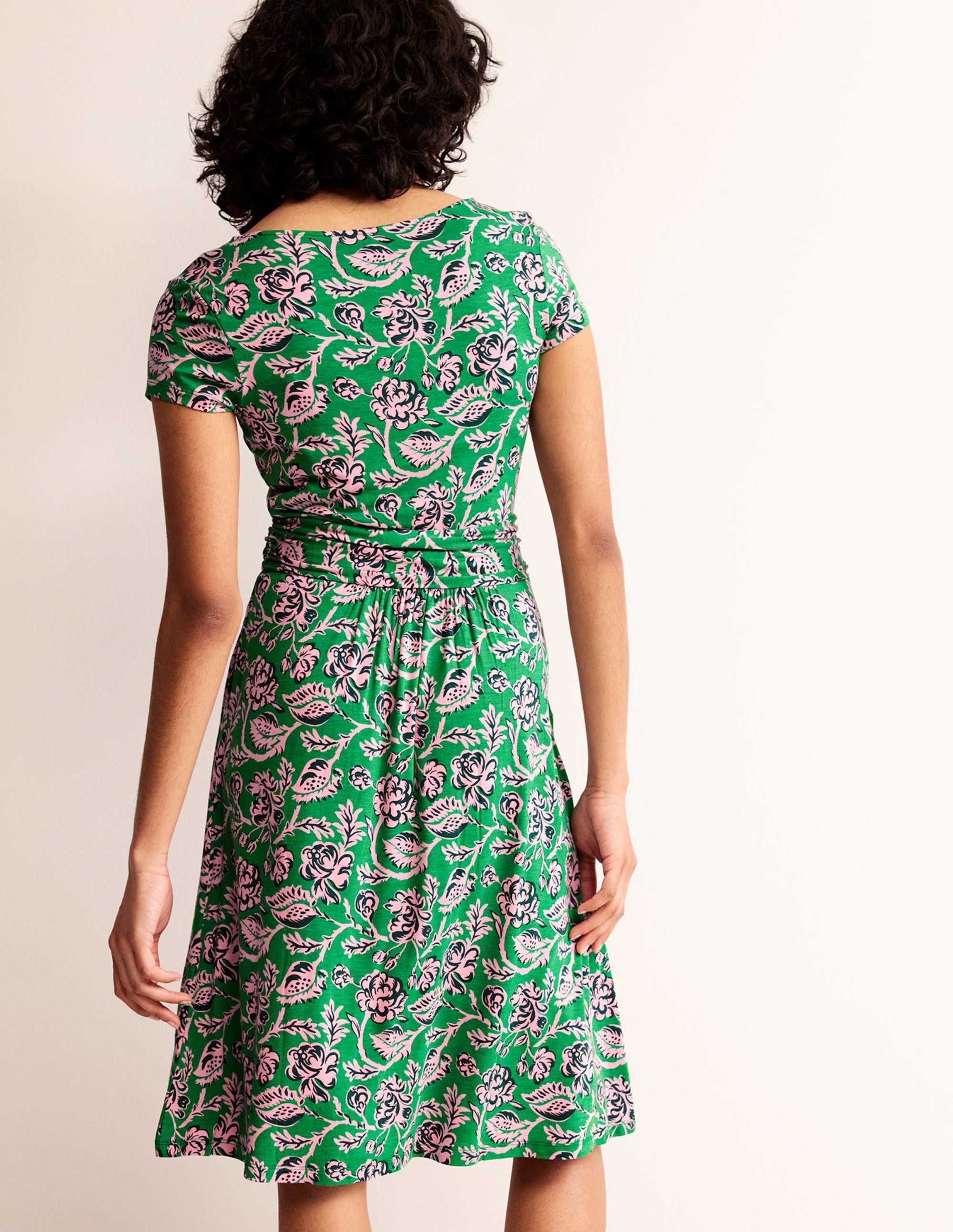 Amelie Jersey Dress-Green Tambourine, Rose Blush - Image 4