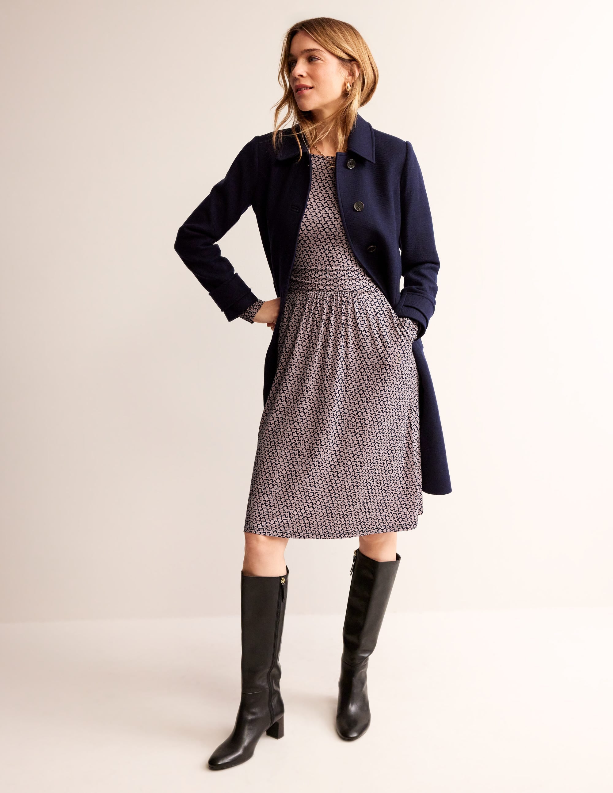 Abigail Jersey Dress-Milkshake, Daisy Bud - Image 1