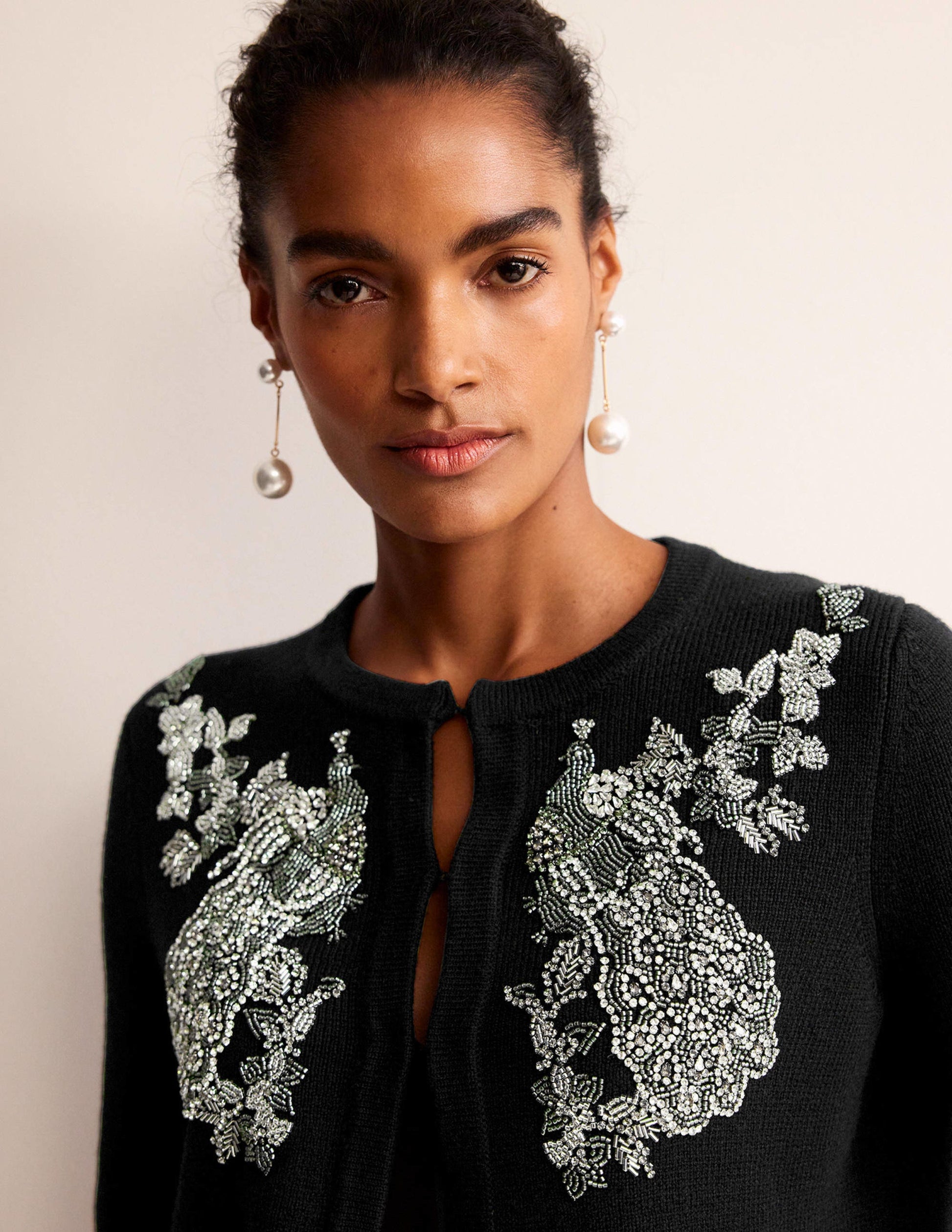 Embellished Knitted Jacket-Black-2