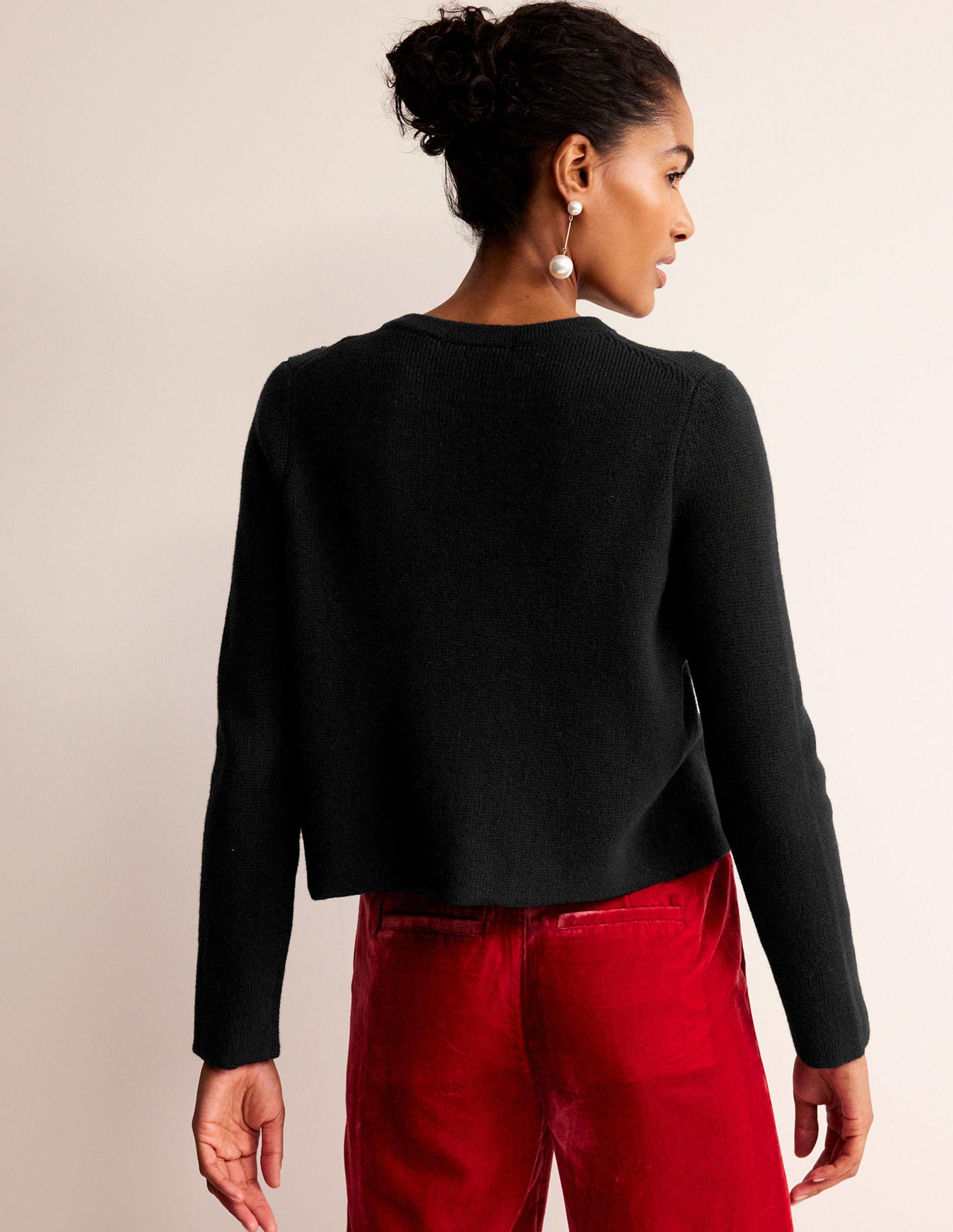 Embellished Knitted Jacket-Black-3