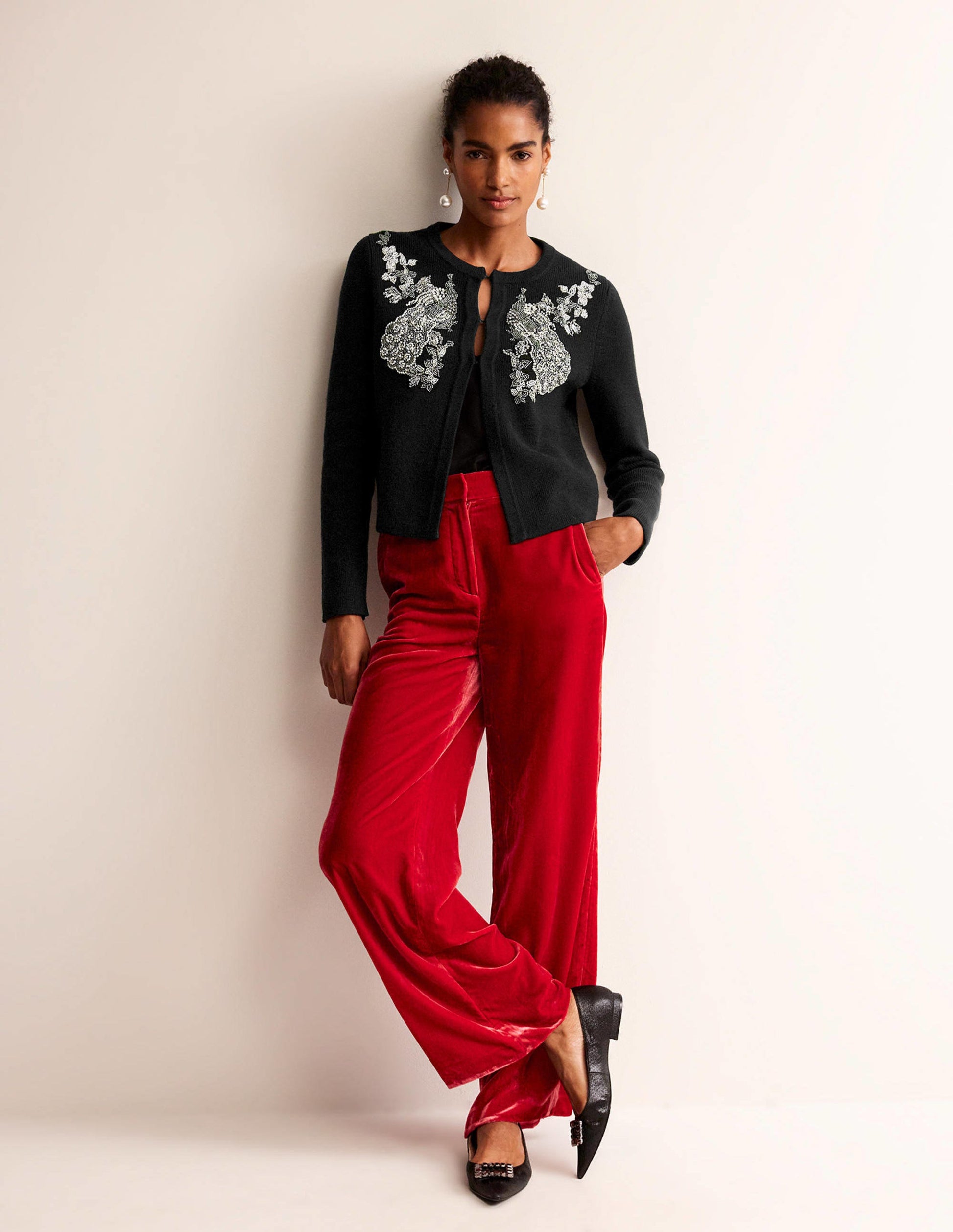 Embellished Knitted Jacket-Black-4