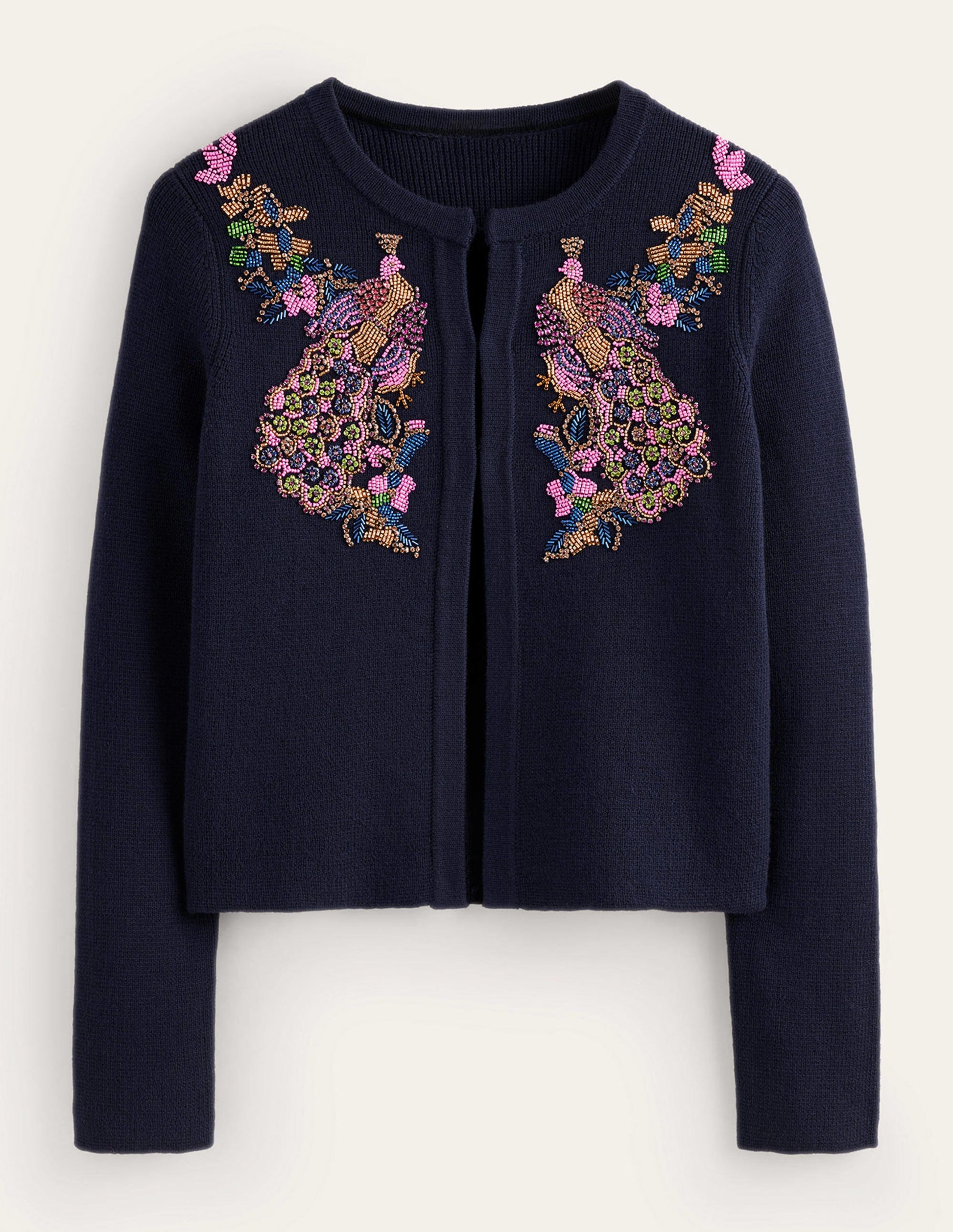 Embellished Knitted Jacket-Navy-6