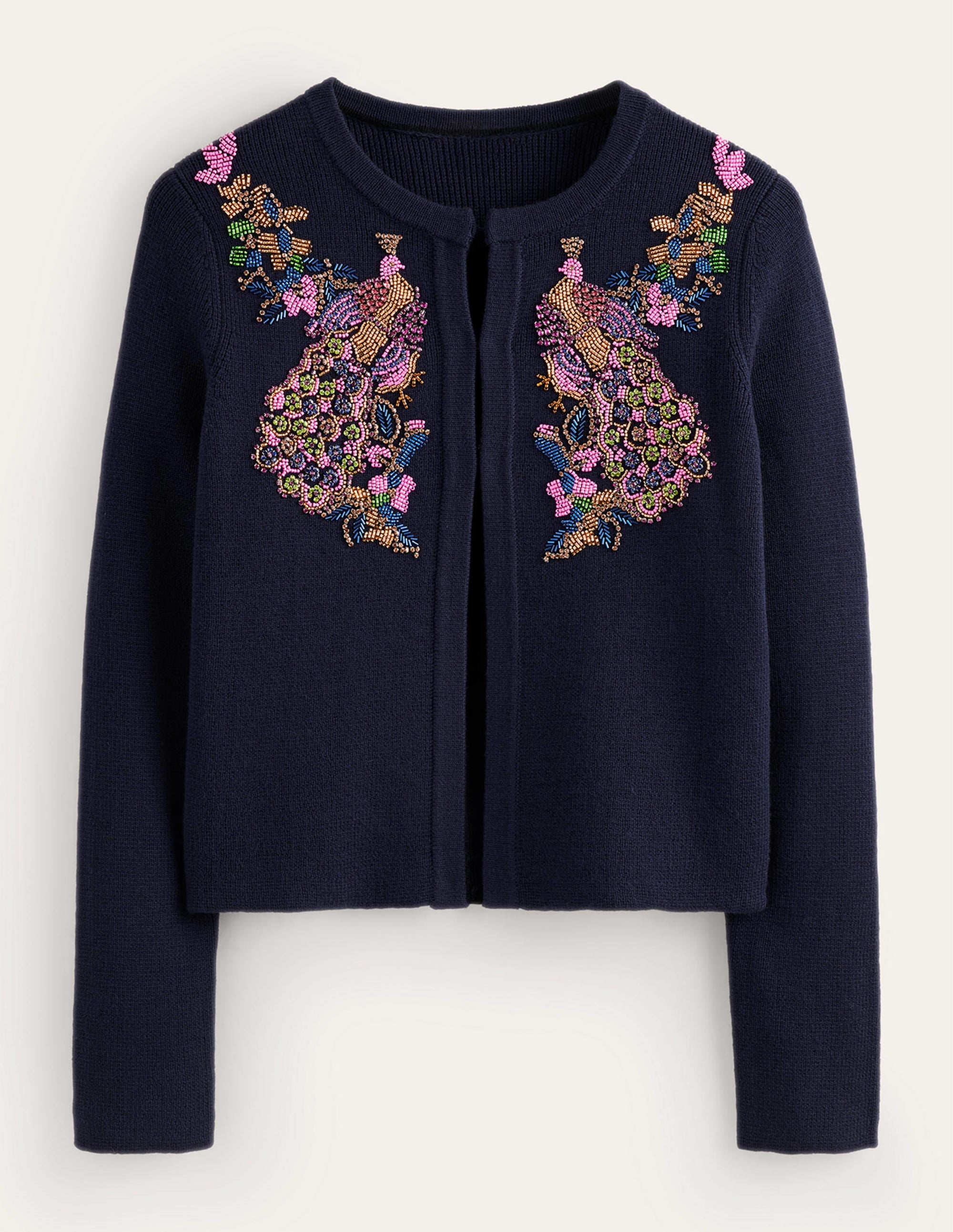 Embellished Knitted Jacket-Navy - Image 6
