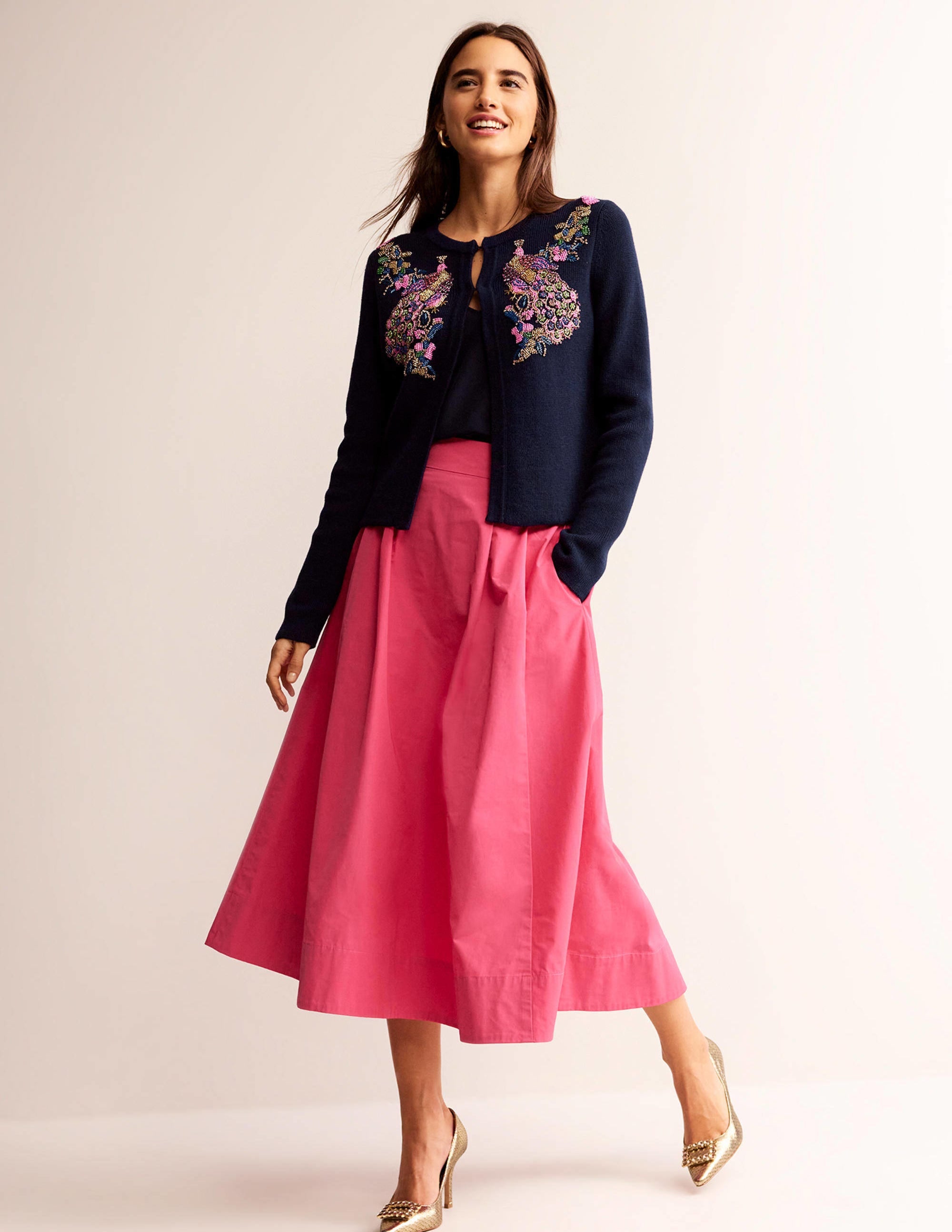 Embellished Knitted Jacket-Navy - Image 4