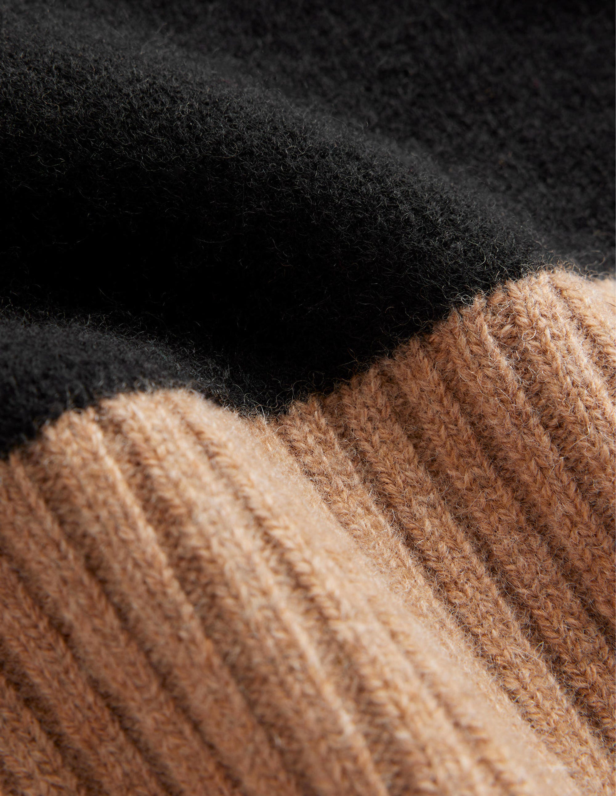 Jessica Oversized Sweater-Black, Camel Colour Block - Image 6