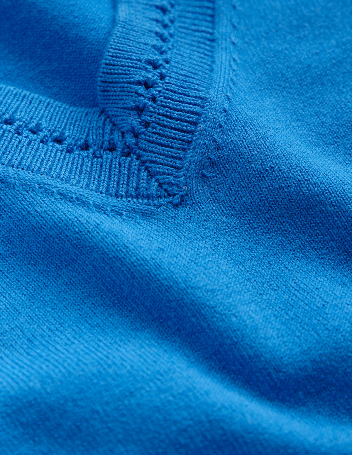 Catriona Cotton V-Neck Jumper-Brilliant Blue - Image 6