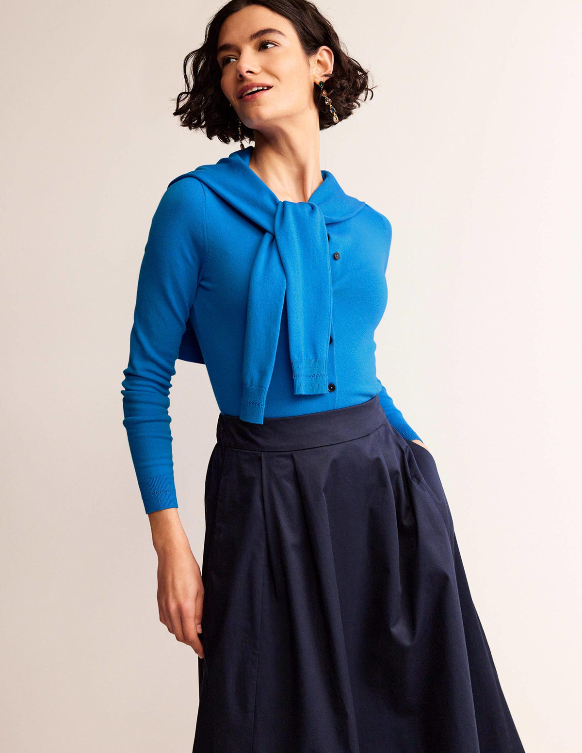 Catriona Cotton Cardigan-Brilliant Blue-1