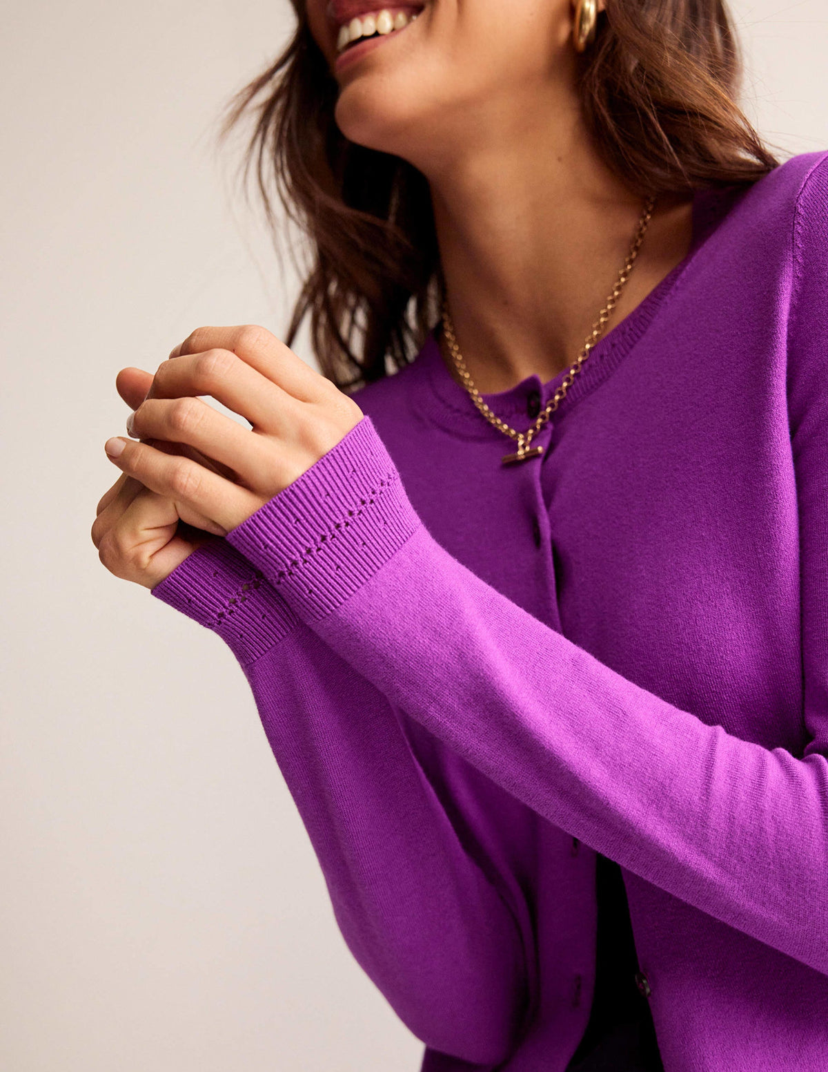 Catriona Cotton Cardigan-Jewel Purple - Image 2