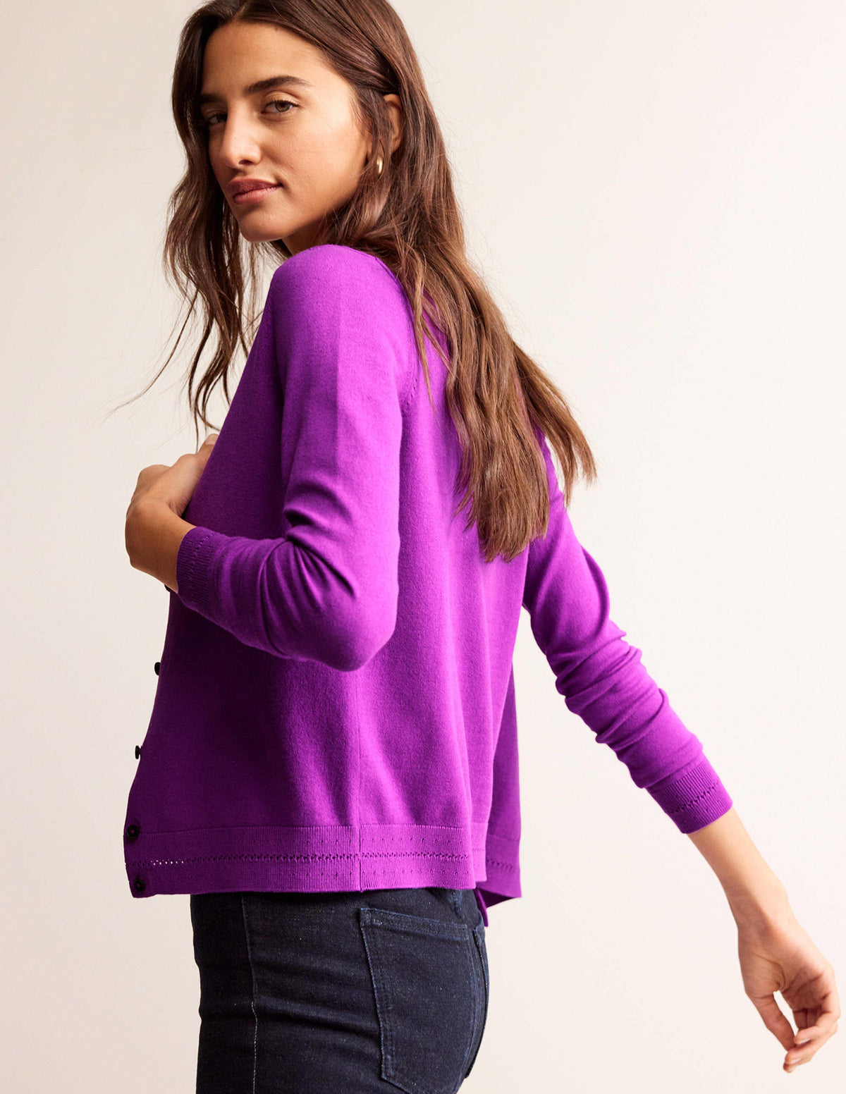 Catriona Cotton Cardigan-Jewel Purple - Image 3