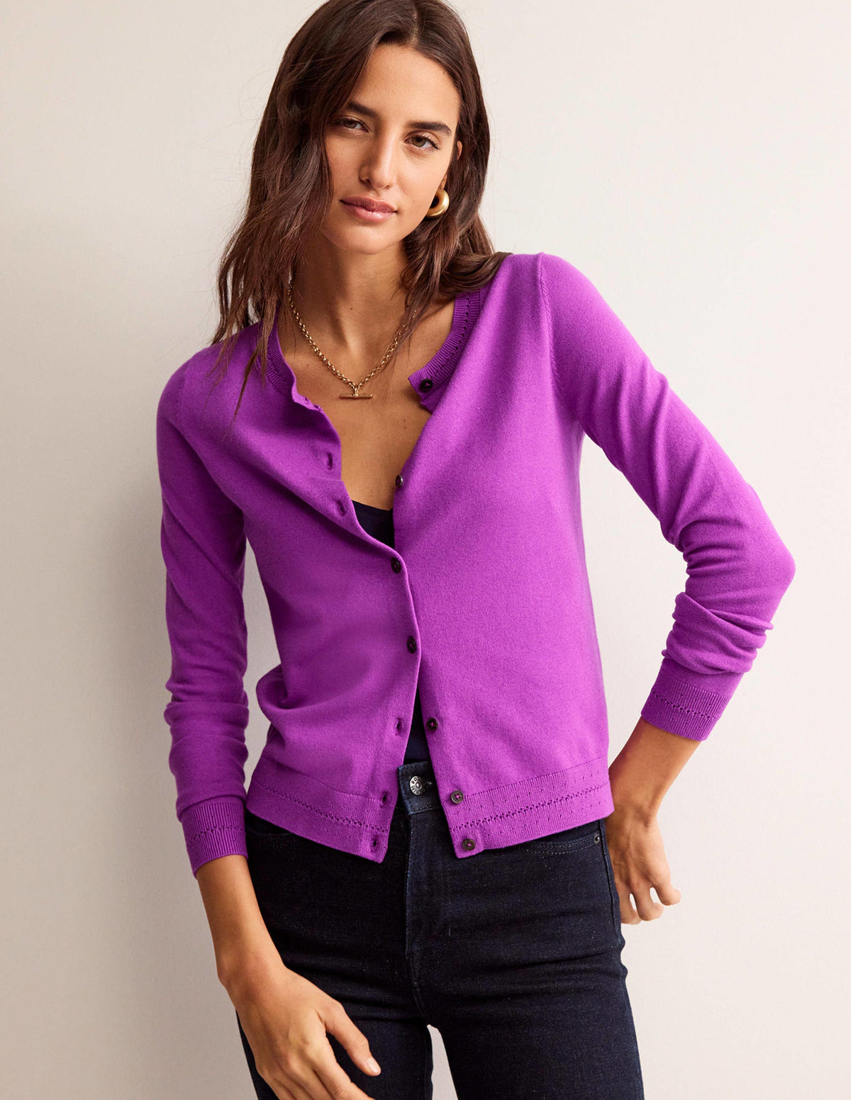 Catriona Cotton Cardigan-Jewel Purple - Image 4