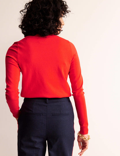 Catriona Cotton Crew Jumper-Flamenco Red-3