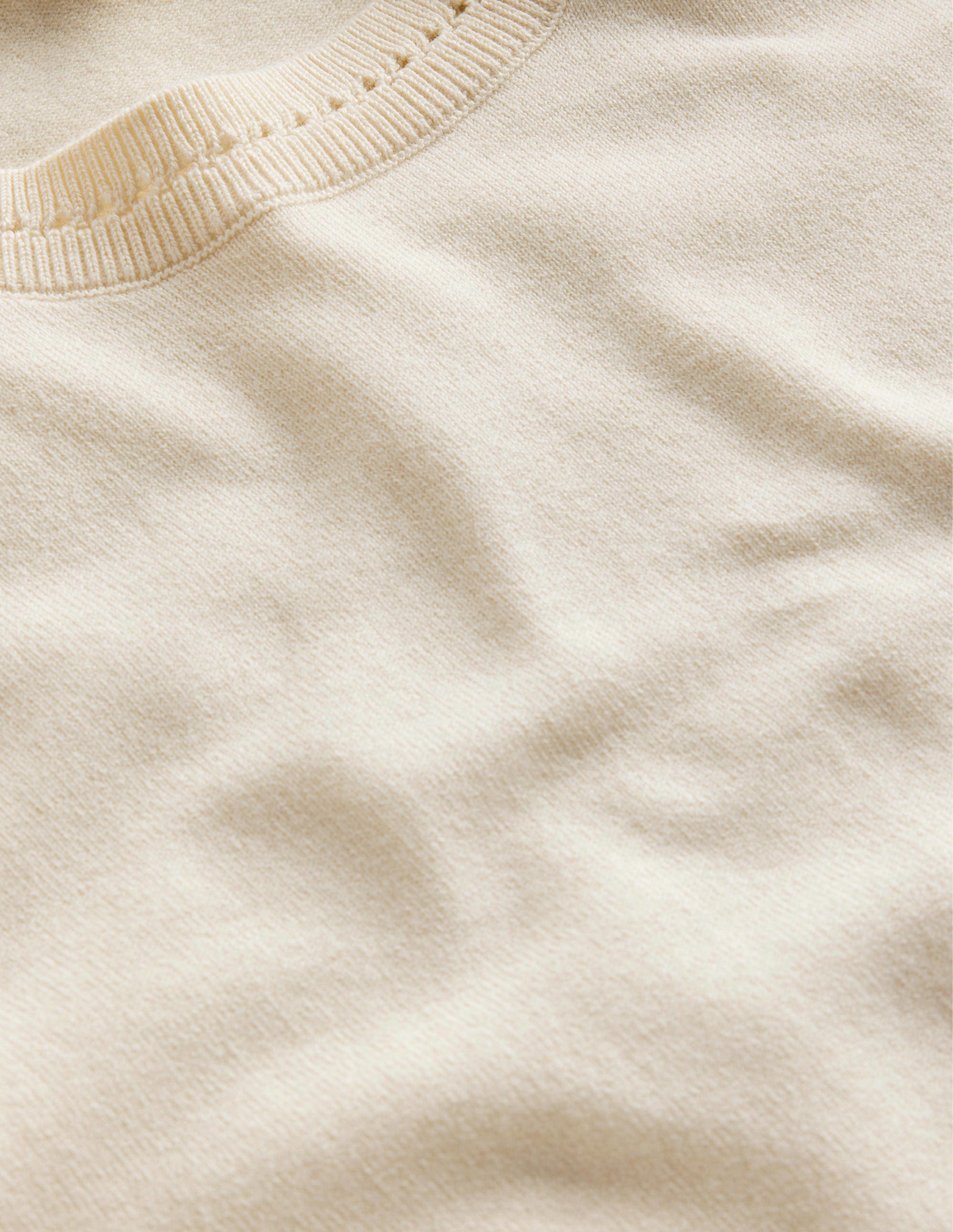 Catriona Cotton Crew Jumper-Warm Ivory - Image 6