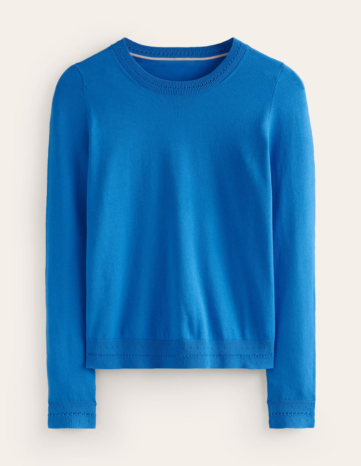 Catriona Cotton Crew Jumper-Bright Cyan Blue - Image 5