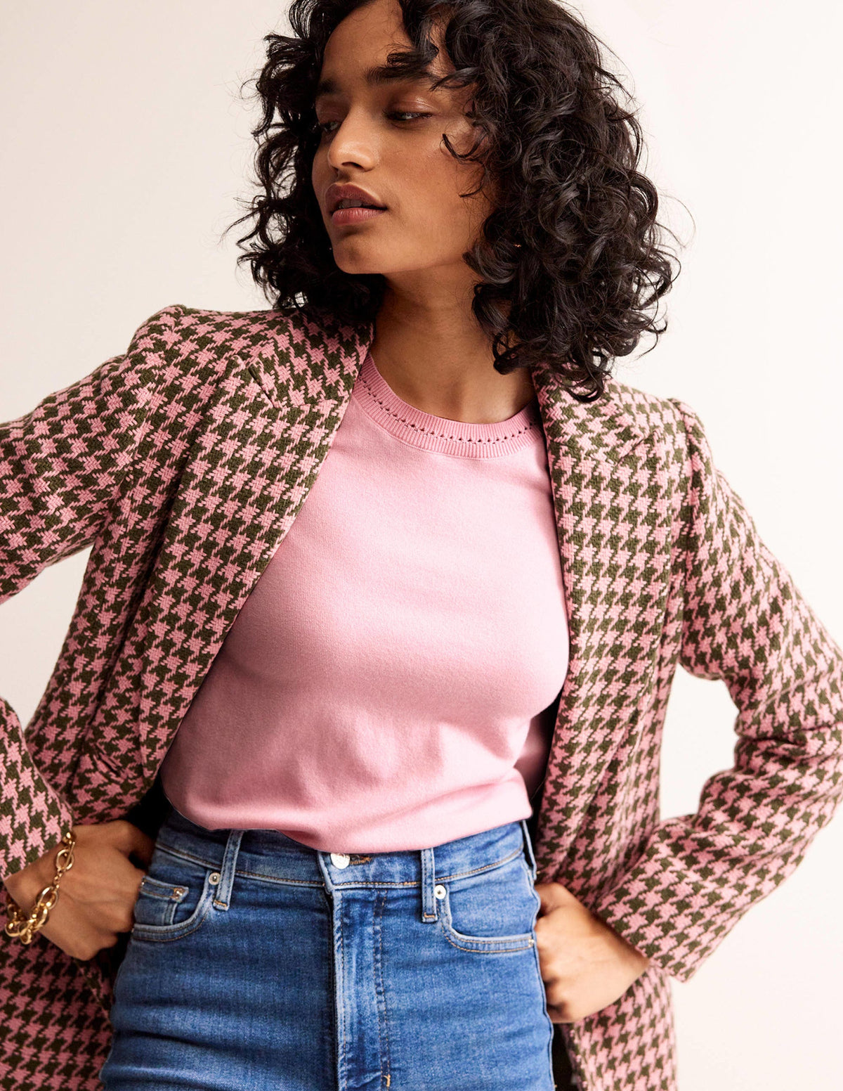 Catriona Cotton Crew Jumper-Spring Blossom Pink - Image 1