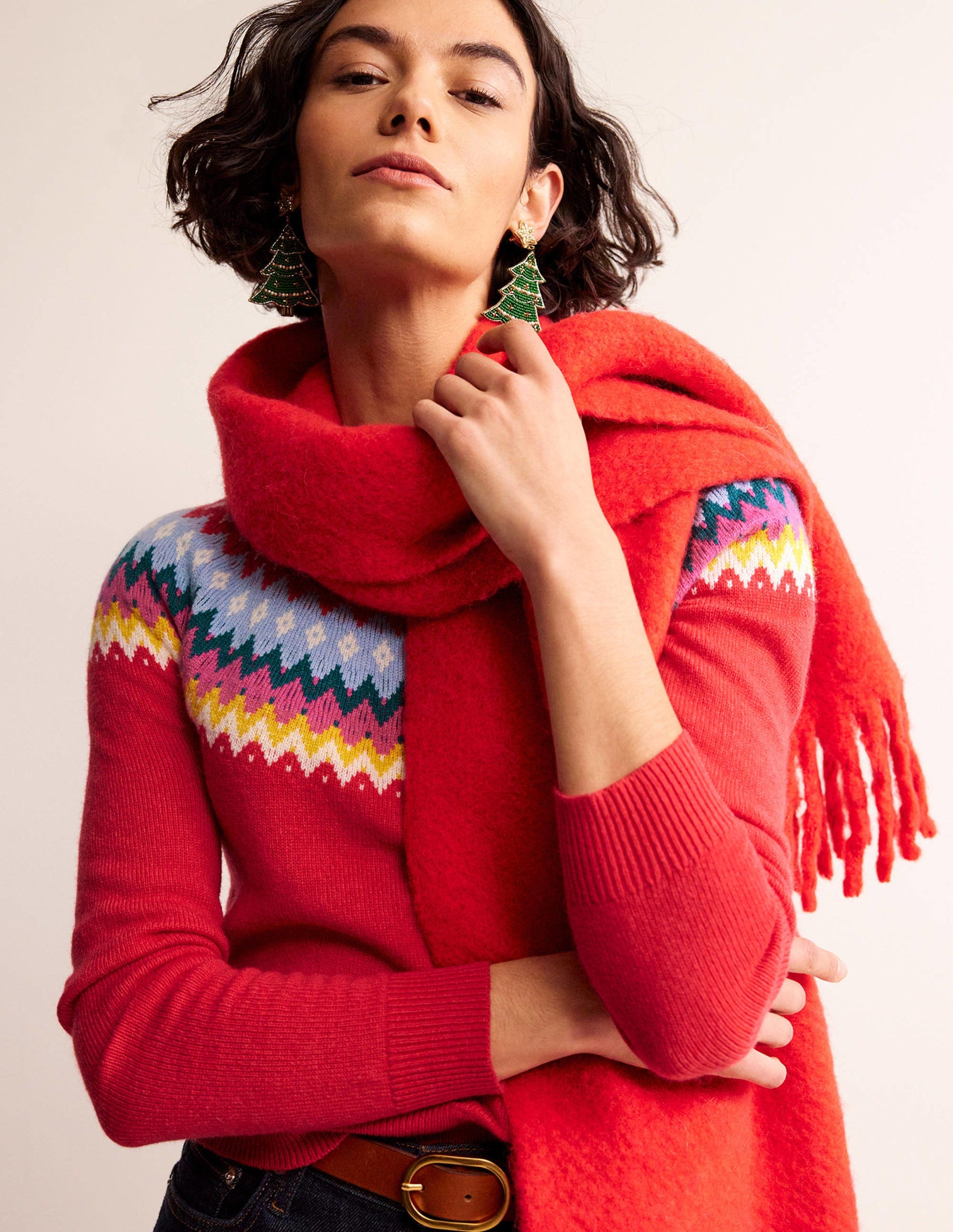 Edie Fair Isle Sweater-Poppy Red-1