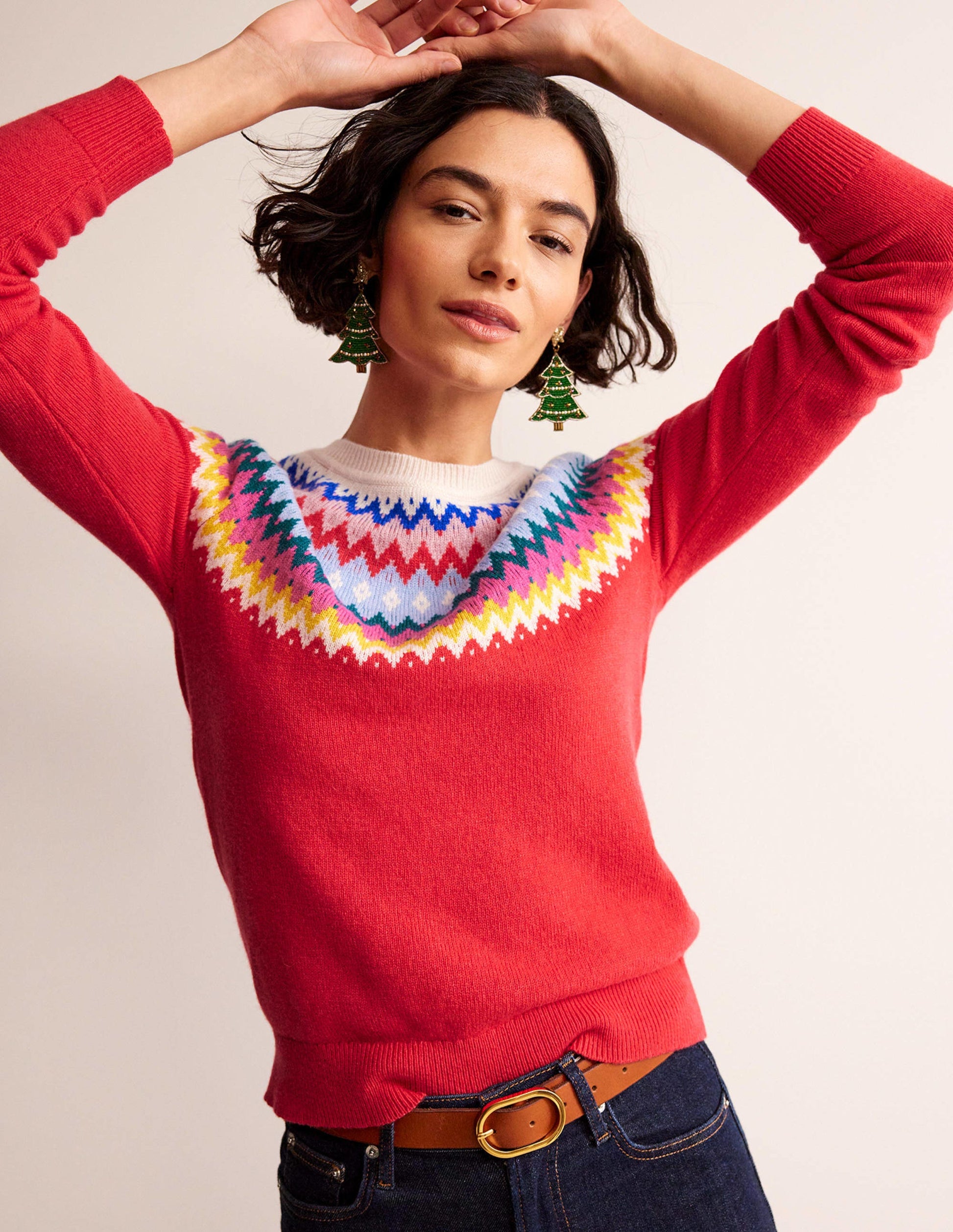Edie Fair Isle Sweater-Poppy Red-2