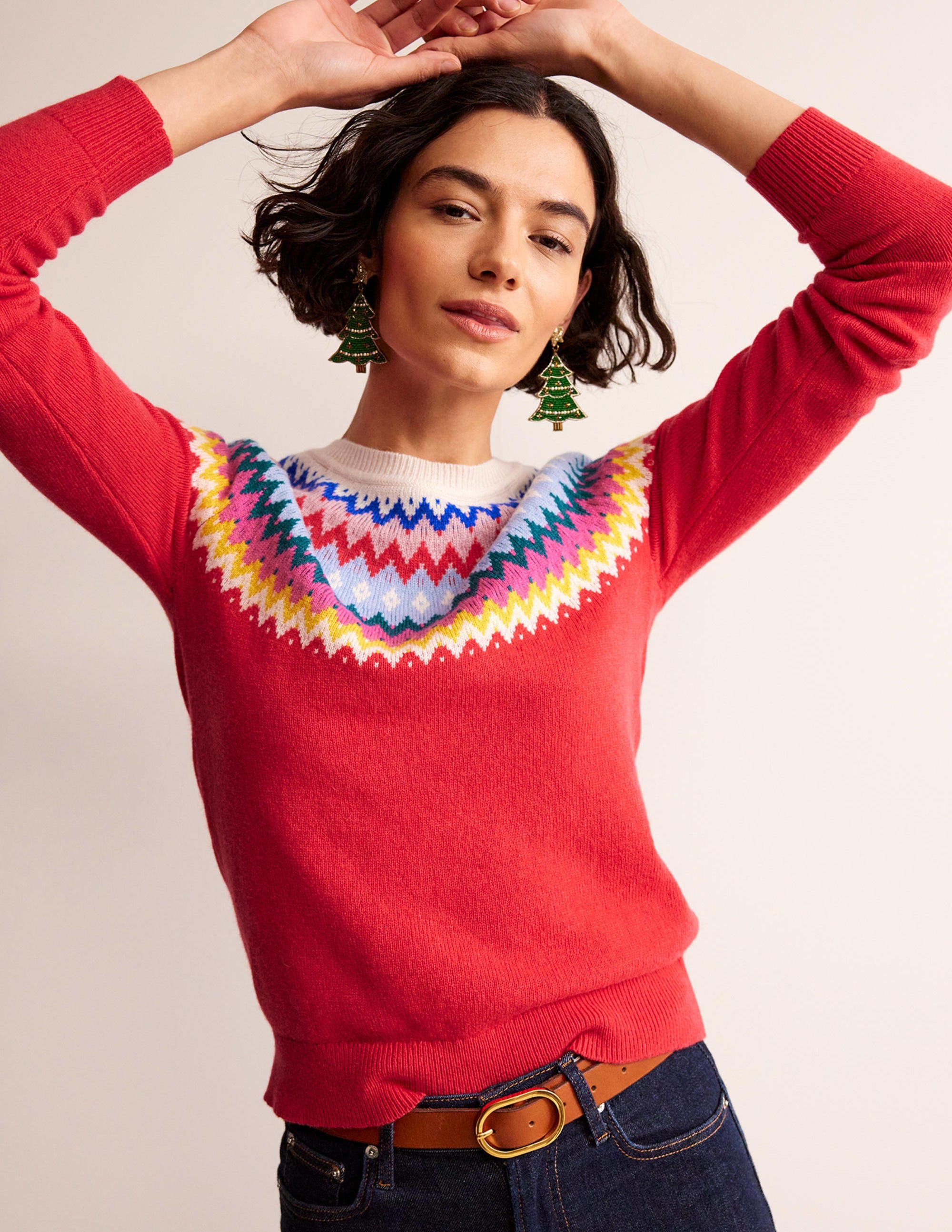Edie Fair Isle Sweater-Poppy Red - Image 2