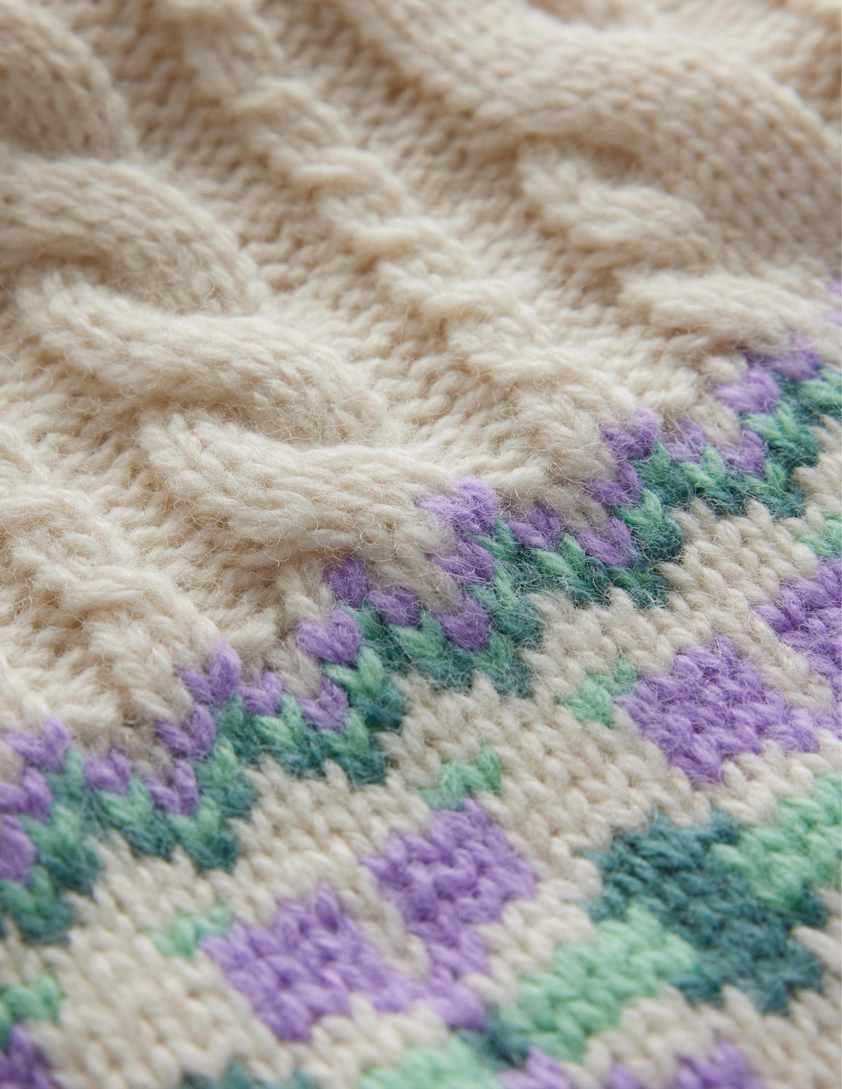 Cable Knit Fair Isle Sweater-Warm Ivory-7