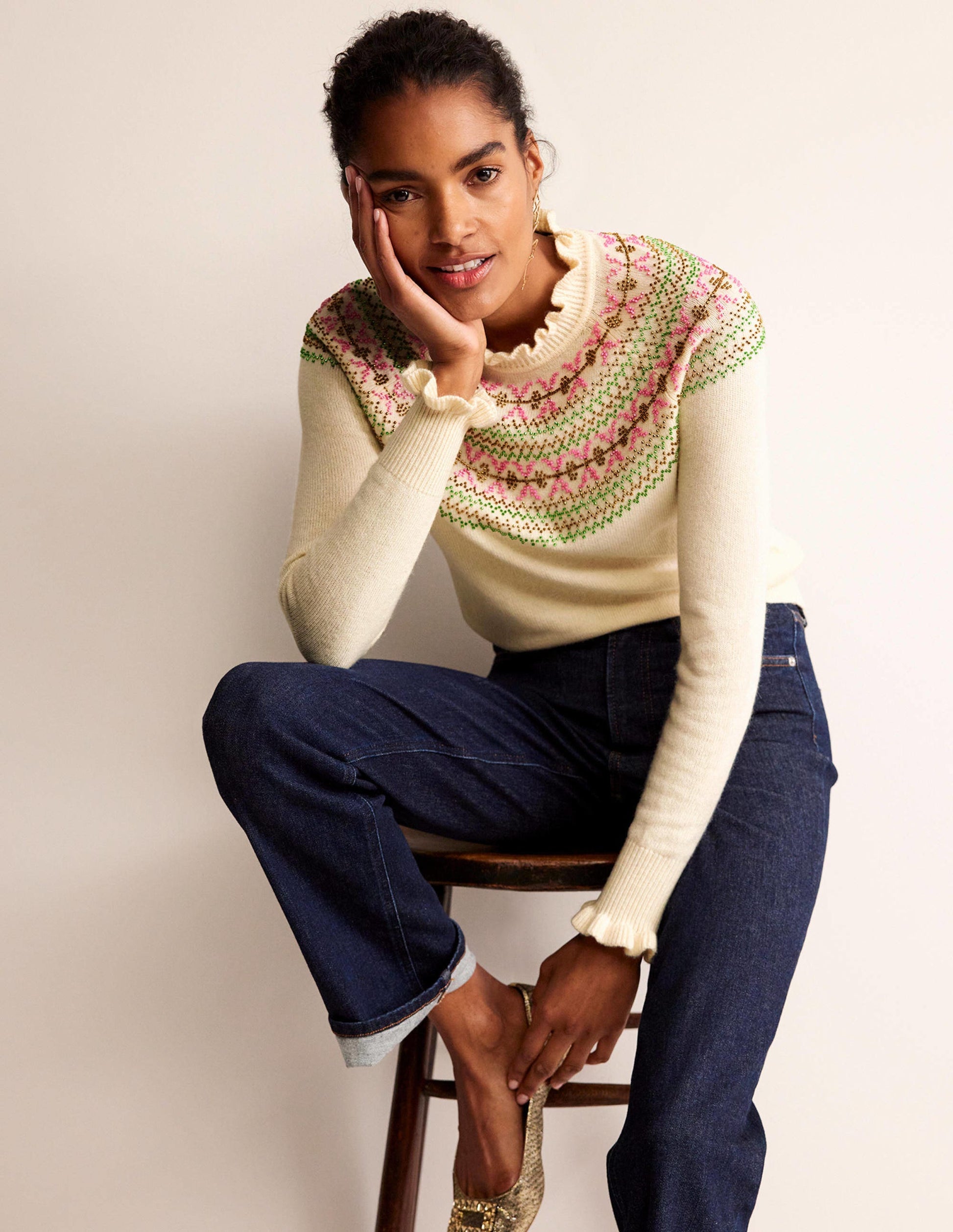 Embellished Yoke Sweater-Ivory-4