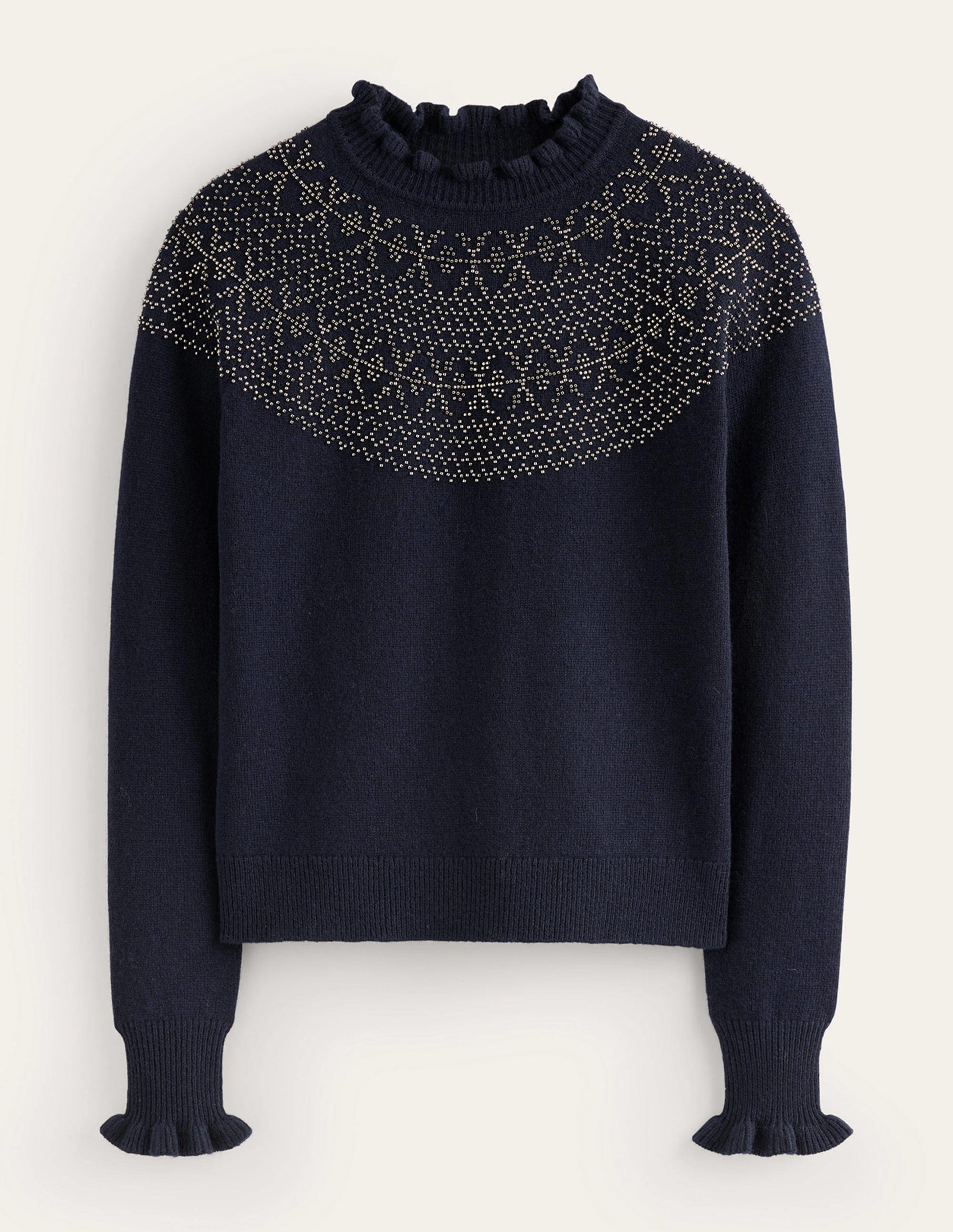 Embellished Yoke Sweater-Navy-6
