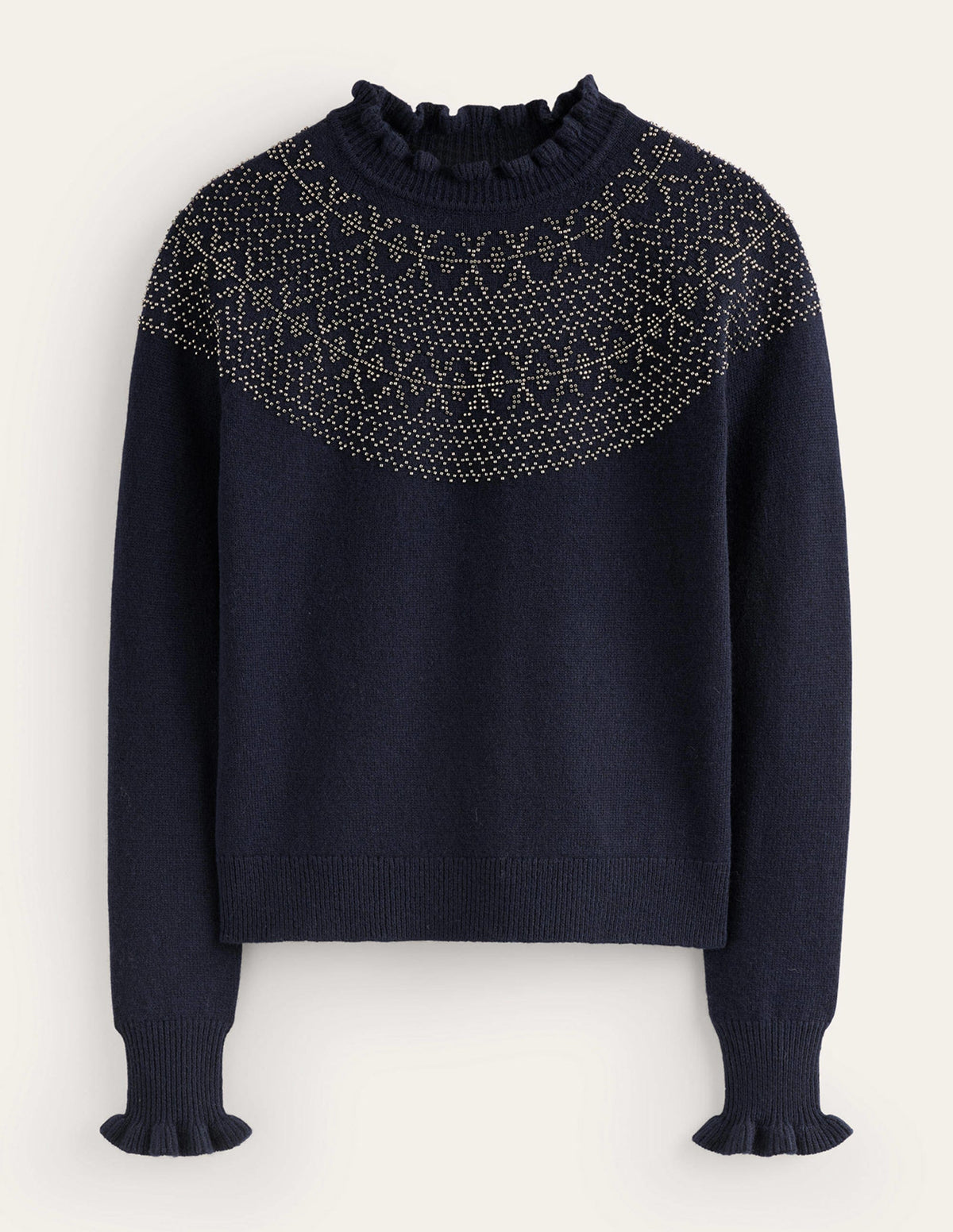 Embellished Yoke Sweater-Navy - Image 6