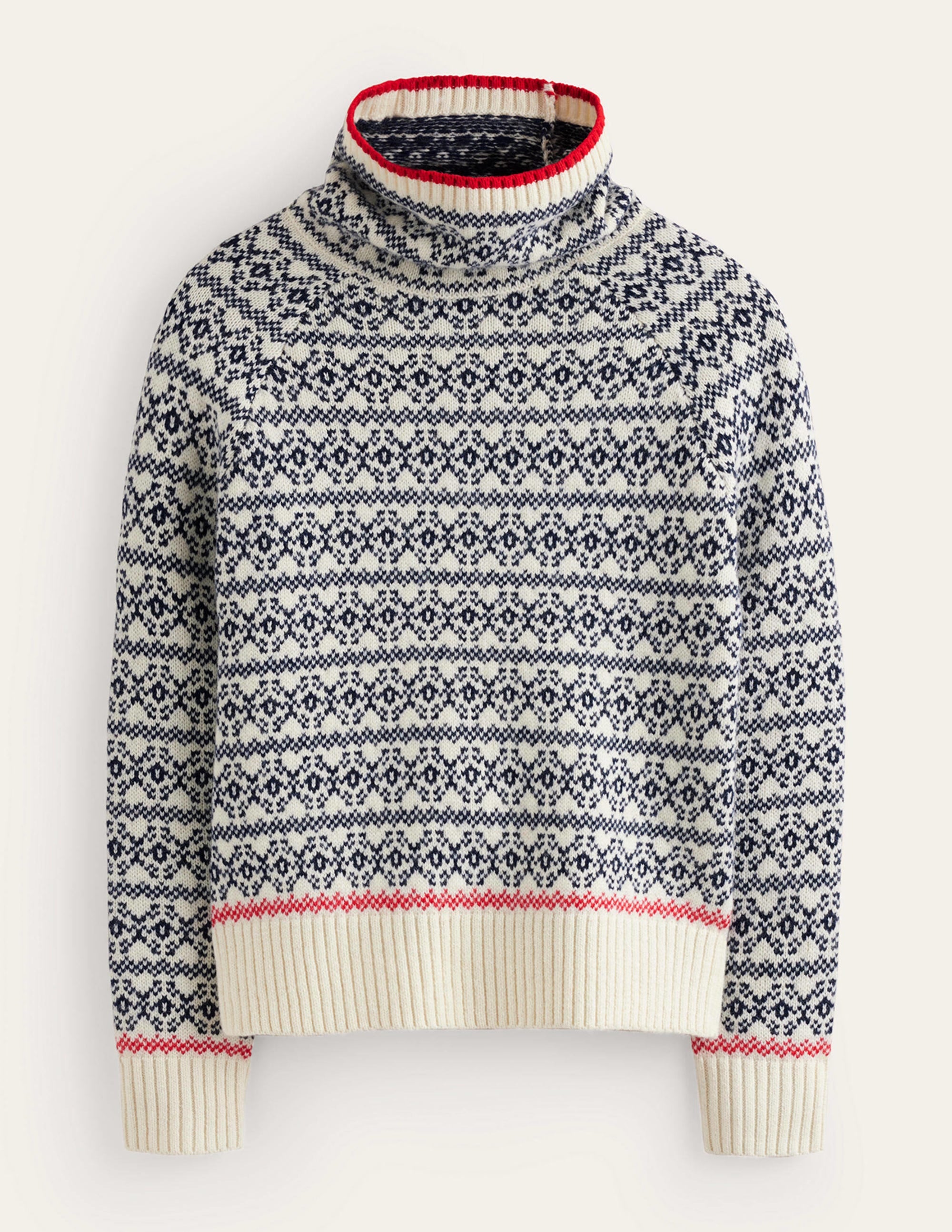 Chunky Fair Isle Sweater-Navy and Warm Ivory Fair Isle - Image 6