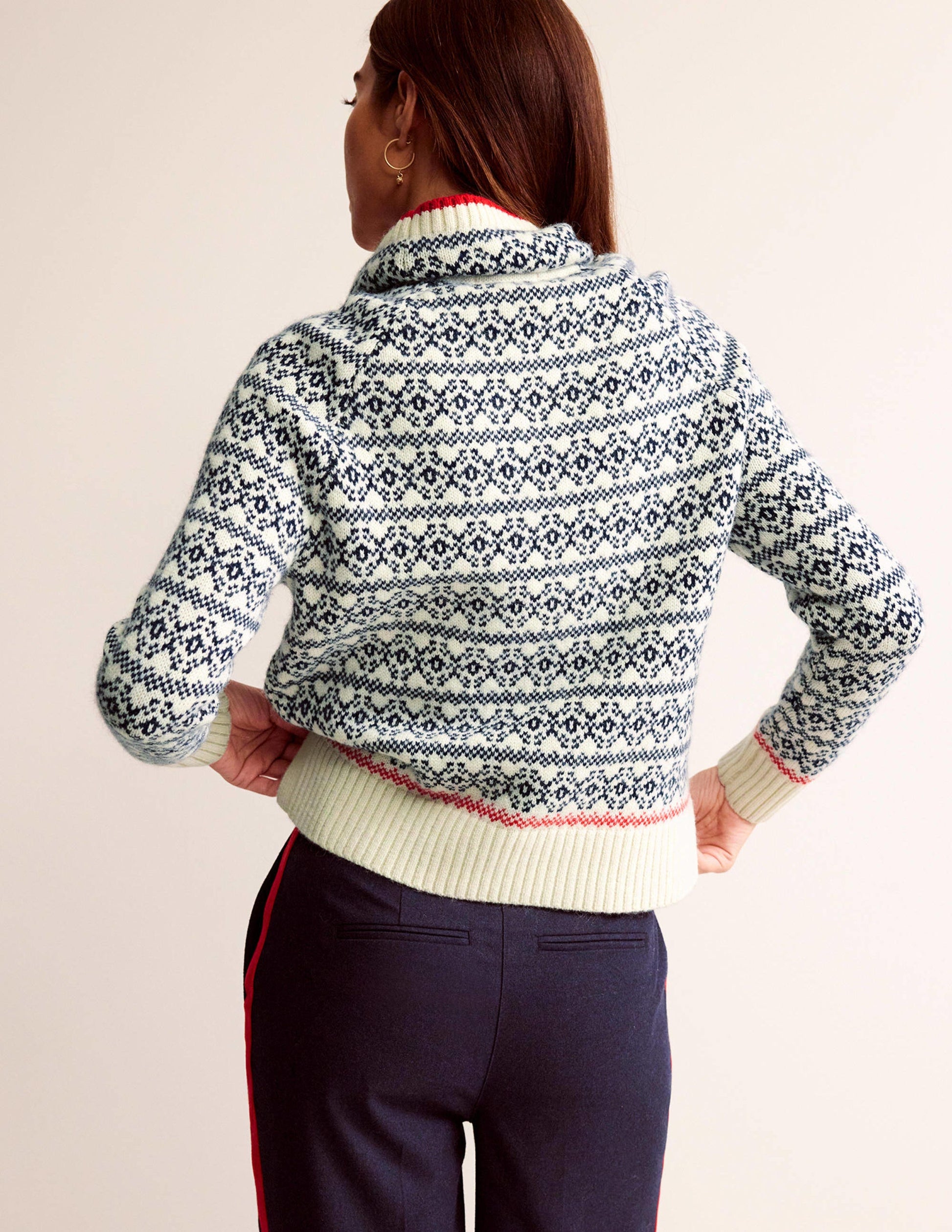 Chunky Fair Isle Sweater-Navy and Warm Ivory Fair Isle-3